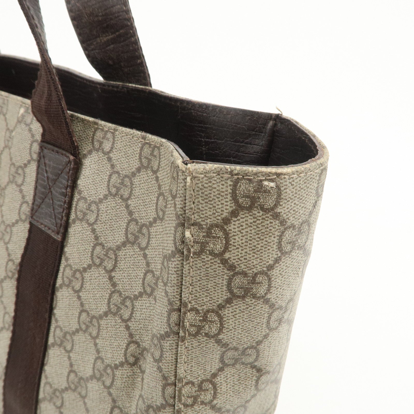 GUCCI GG Supreme Canvas Leather Tote Bag Shoulder Bag Brown 141624