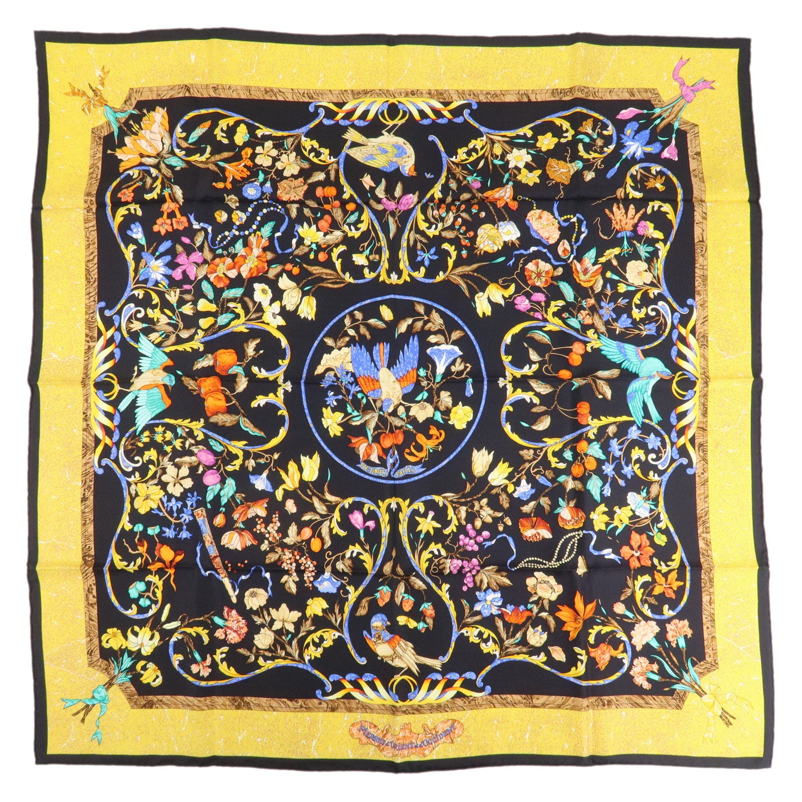 HERMES Carre 90 Silk 100% Scarf PIERRES D' ORIENT ET D' OCCIDENT Used