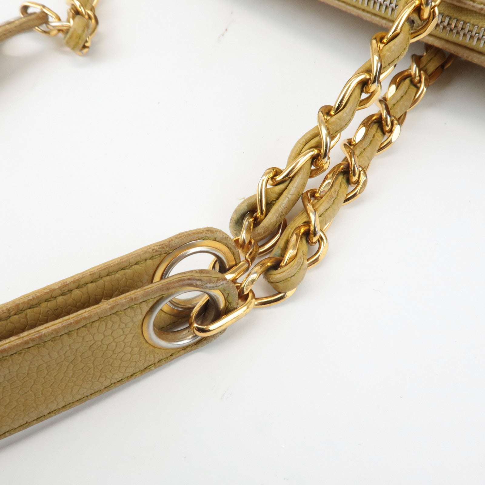 CHANEL COCO Mark Caviarskin Chain Shoulder Bag Yellow