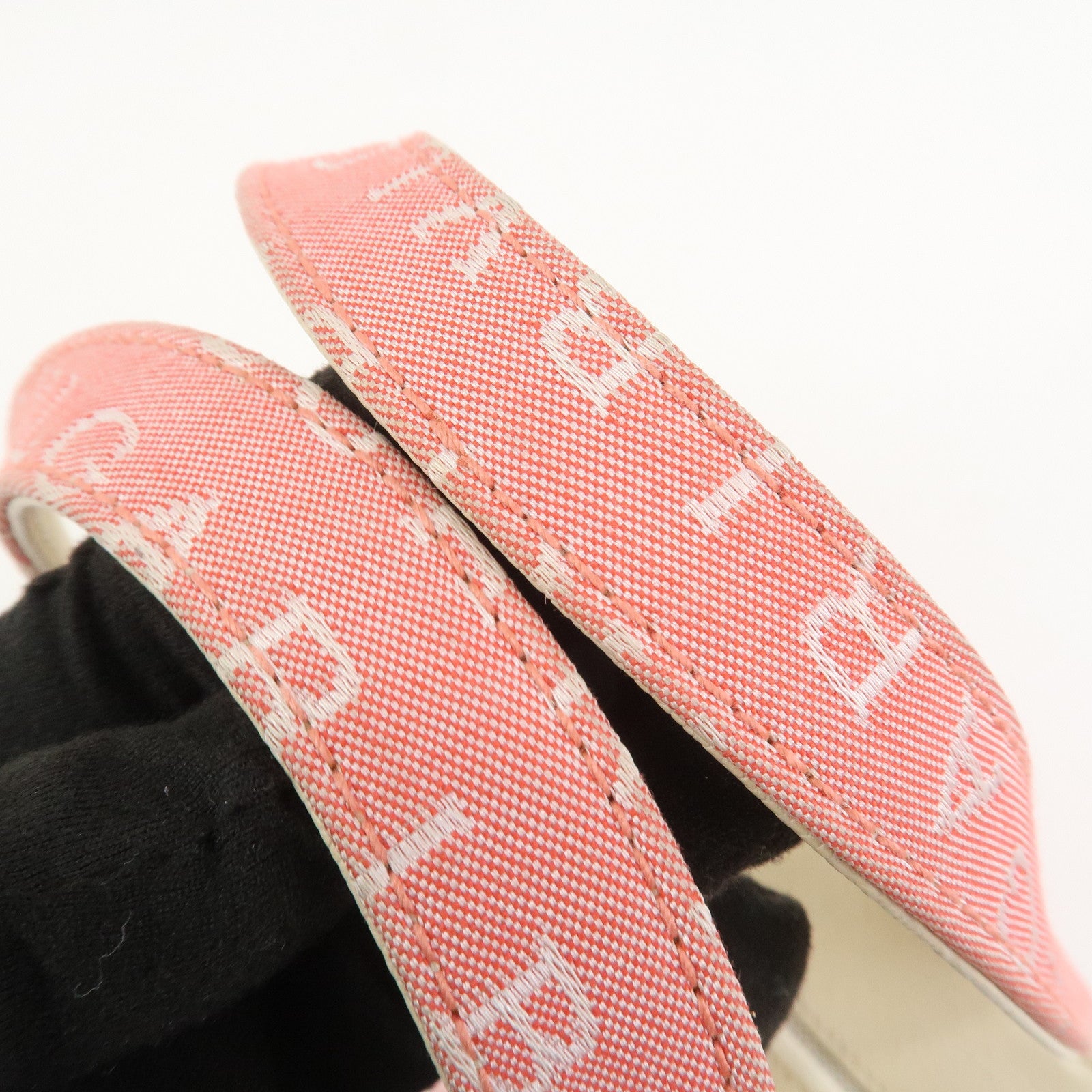 BVLGARI Logo Mania Canvas Leather Hand Bag Pink Ivory