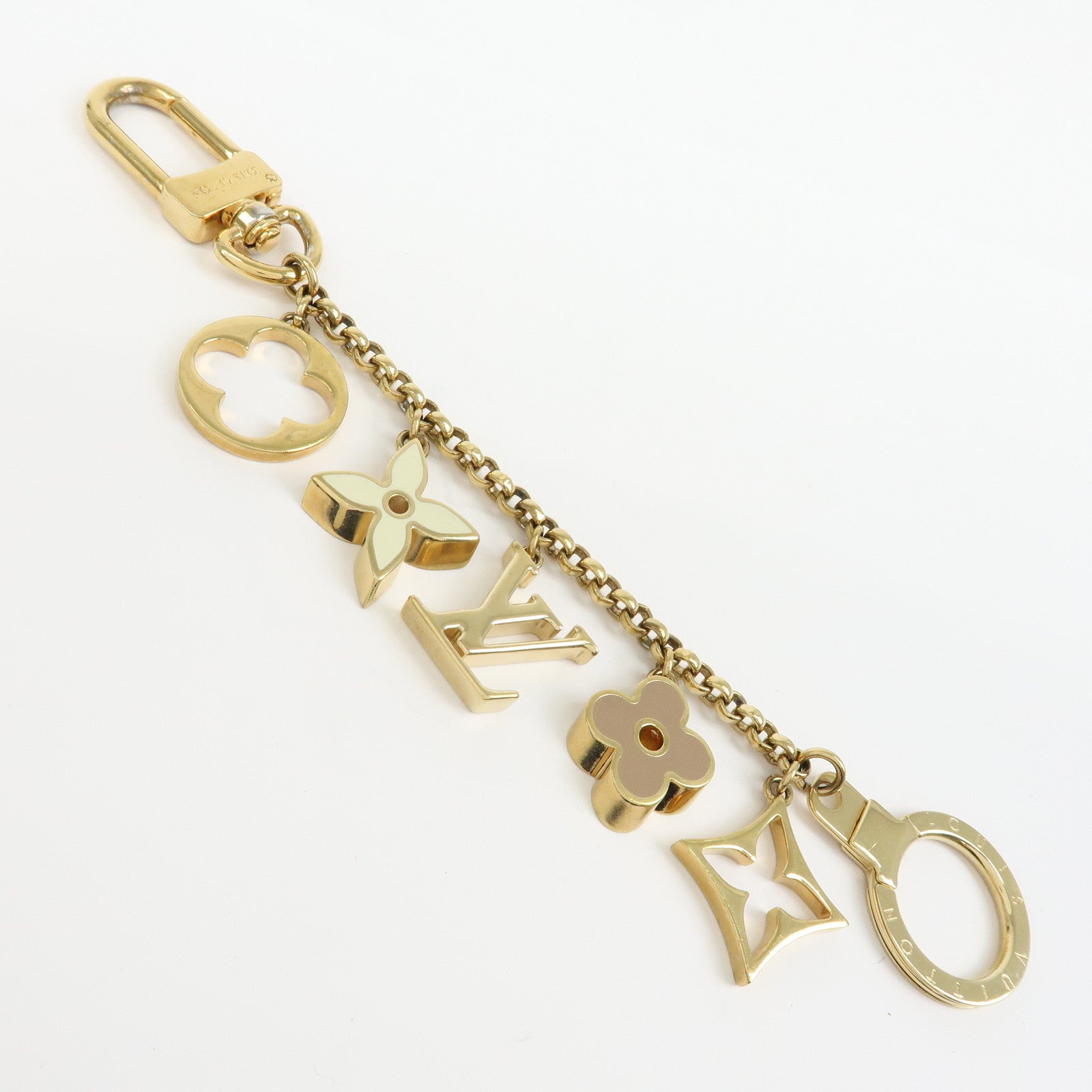 Louis Vuitton Fleur de Monogram Bag Charm Key Chain Gold M65111