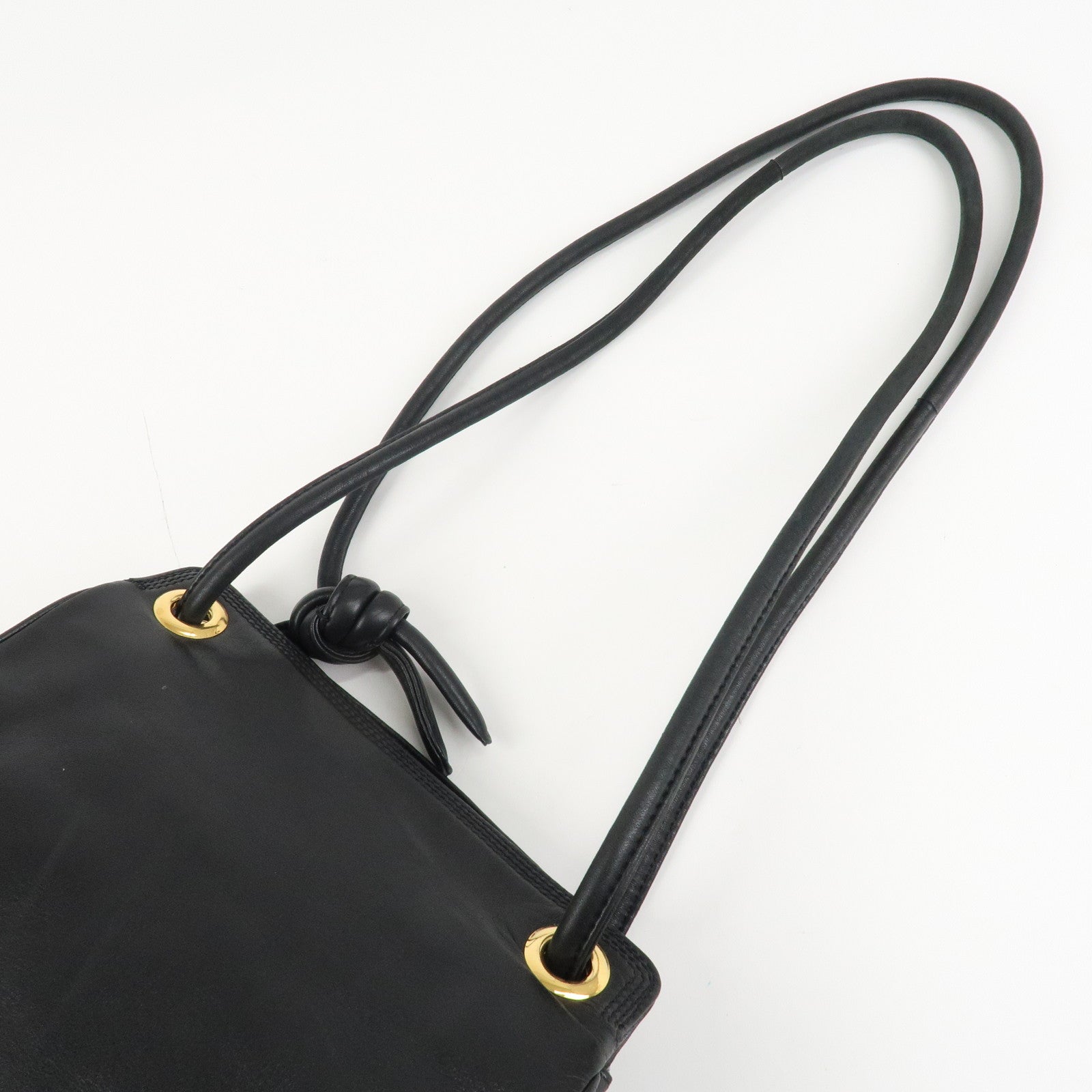 LOEWE Anagram Leather Shoulder Bag Black Gold Hardware Used