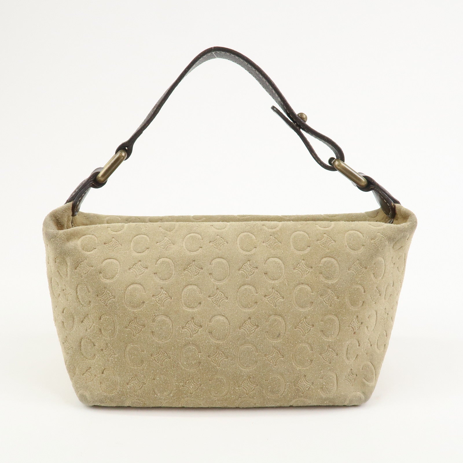 CELINE C Macadam Suede Leather Hand Bag Beige