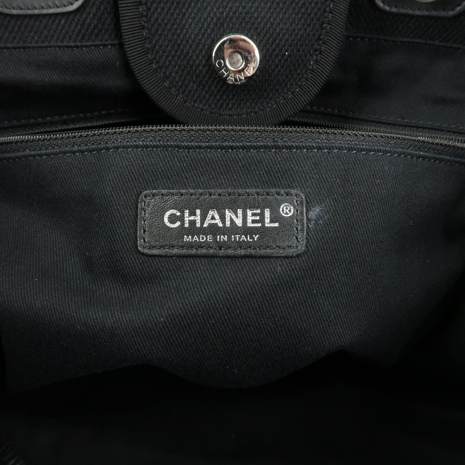 CHANEL Deauville GM Canvas Leather 2Way Tote Bag Black A66941