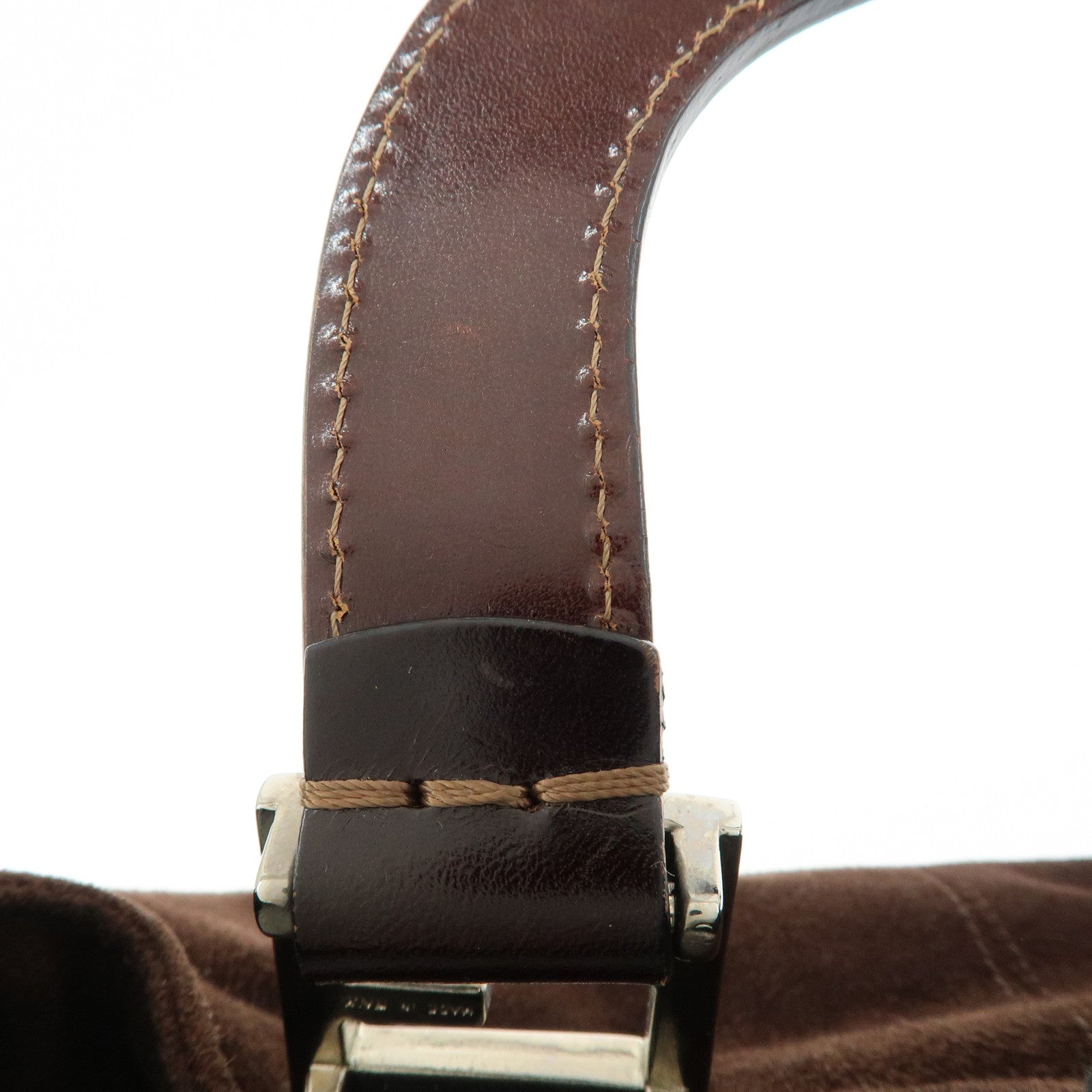 FENDI Suede Leather Tote Bag Hand Bag Brown 26329