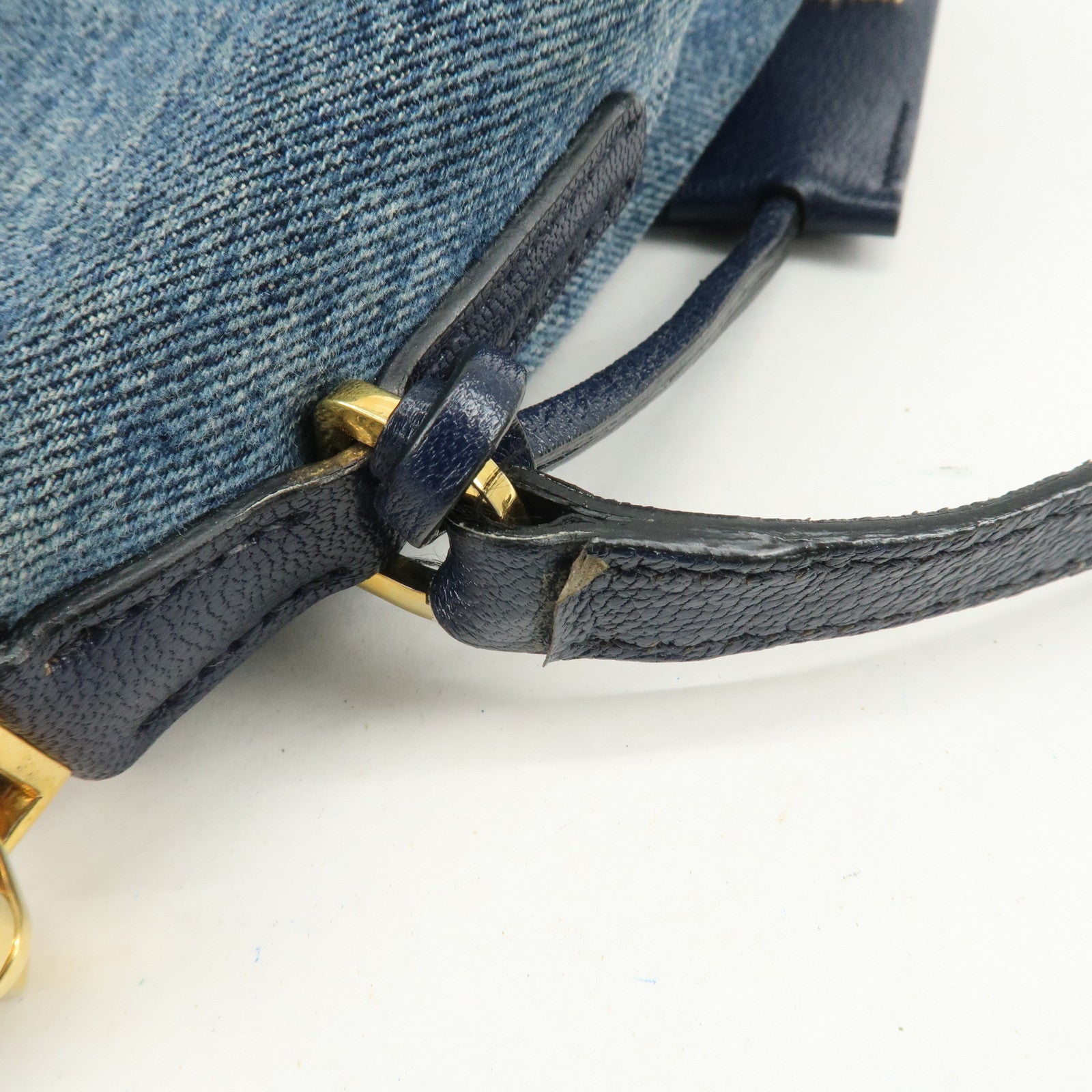 MIU MIU Madras Leather Denim 2Way Bag Hand Bag Shoulder Bag RR1951