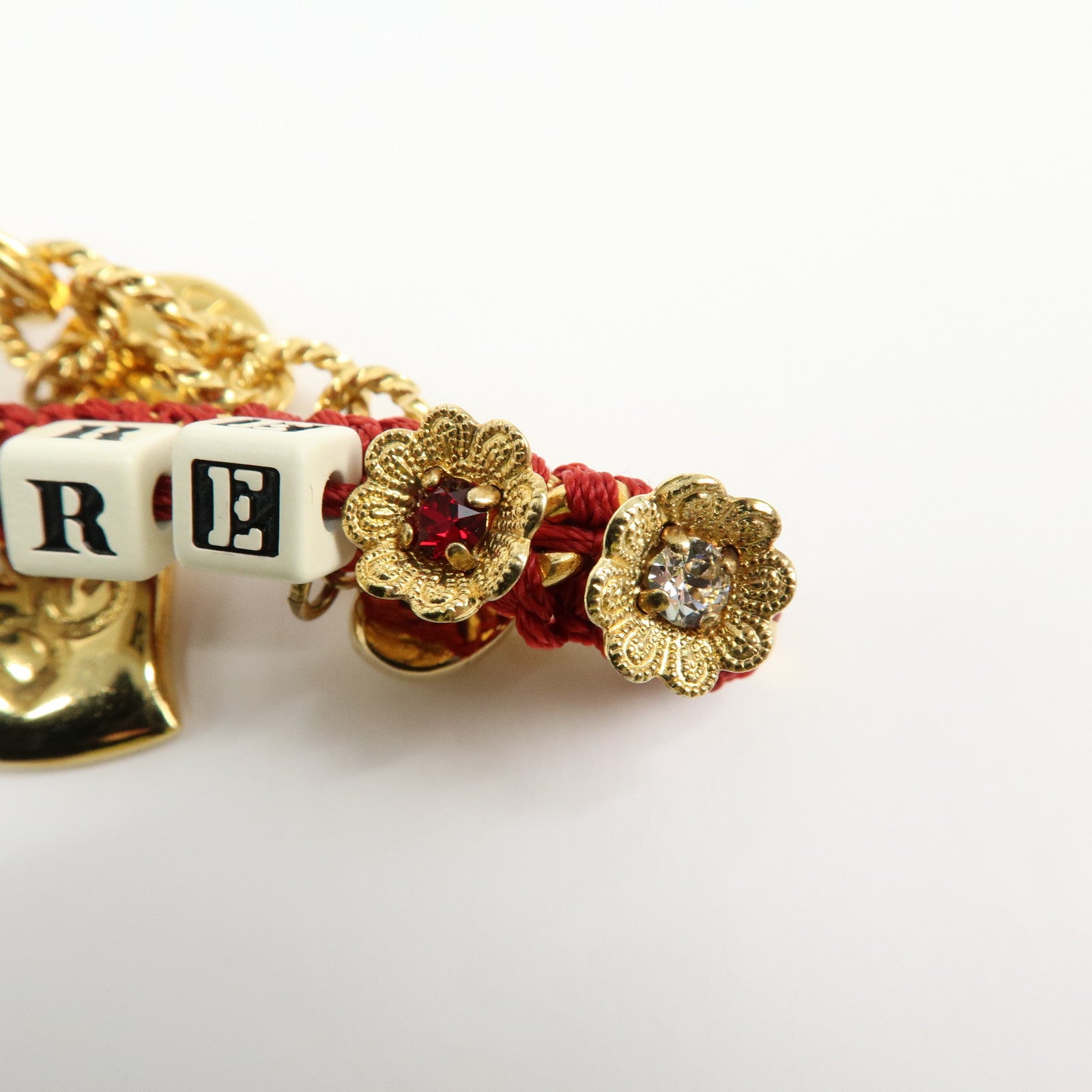 Dolce&Gabbana AMORE Heart Flower Motif Metal Bracelet Red Gold