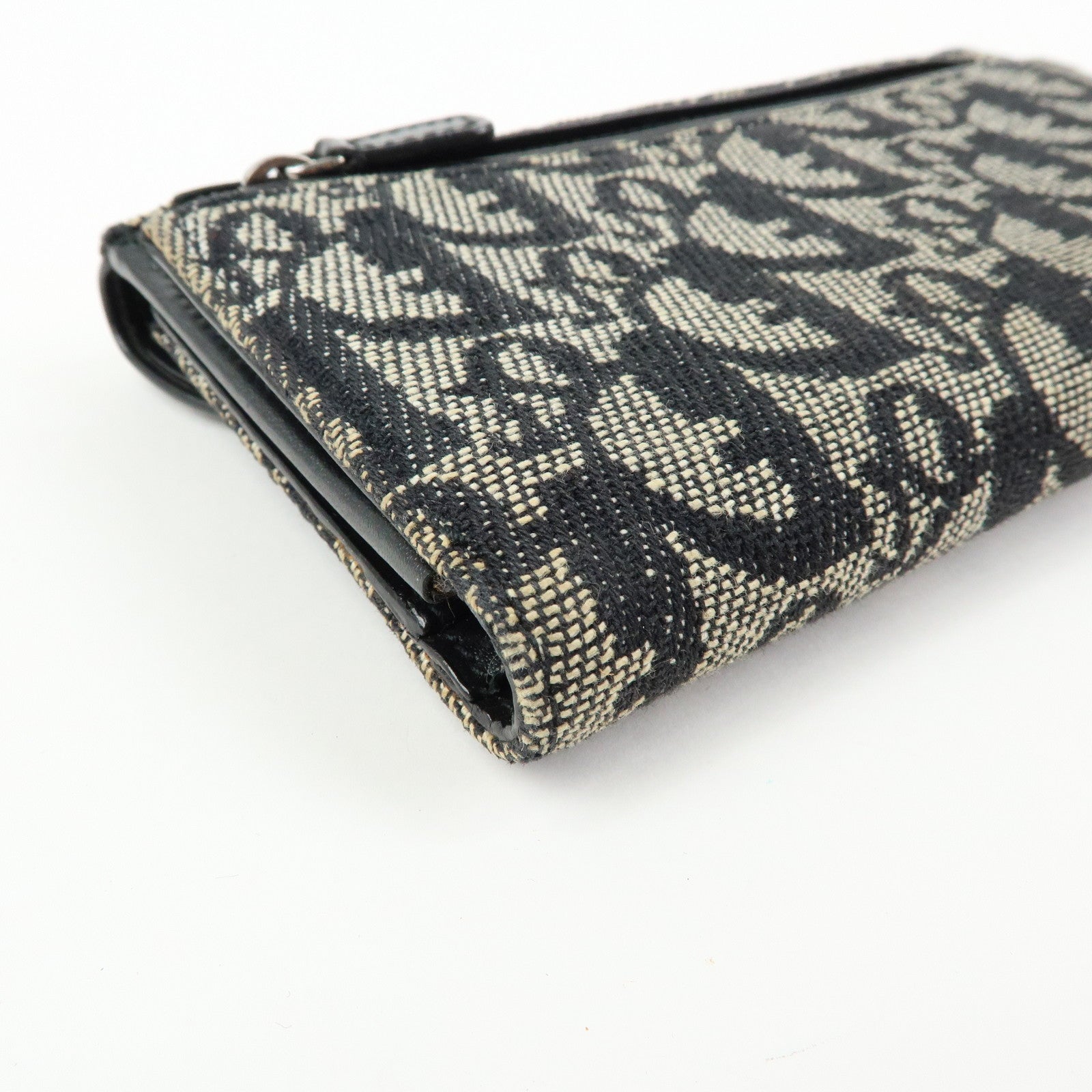 Christian Dior Oblique Jacquard Flap Long Wallet Navy White