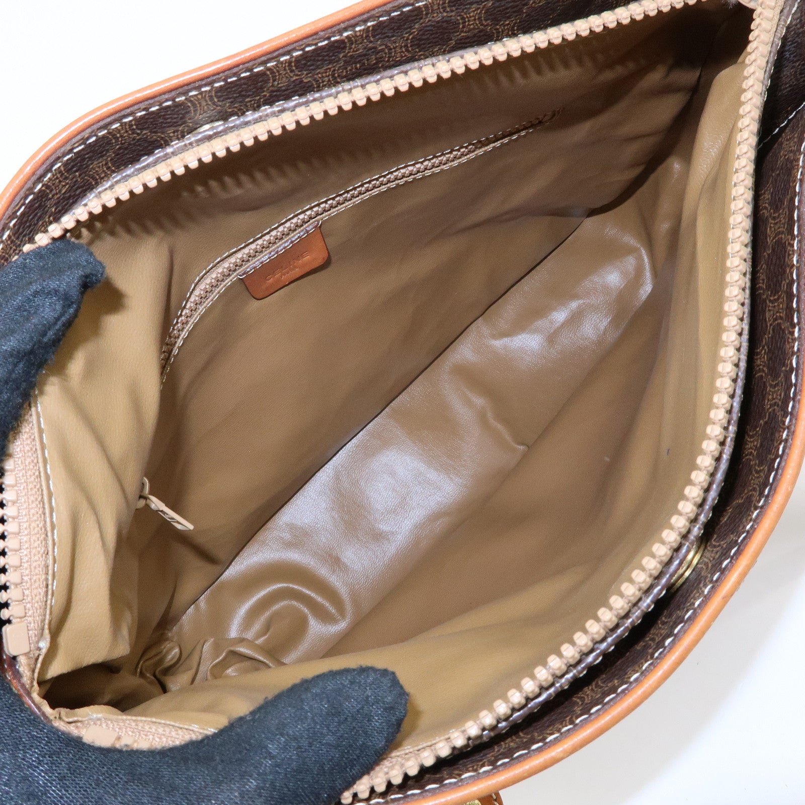 CELINE Macadam PVC Leather Tote Bag Shoulder Bag Hand Bag Brown