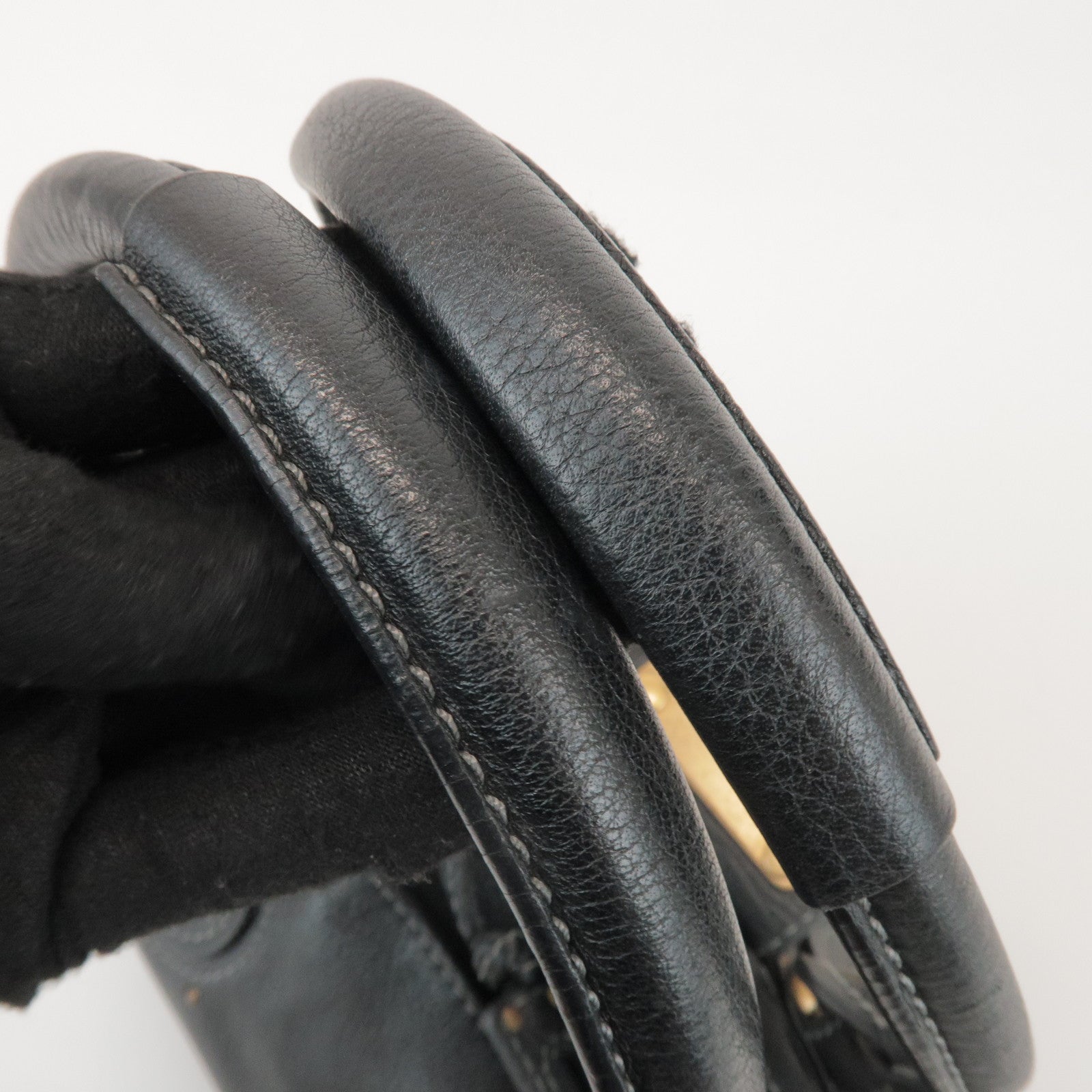 Chloe Logo Paddington Mini Leather Hand Bag Cadena Black