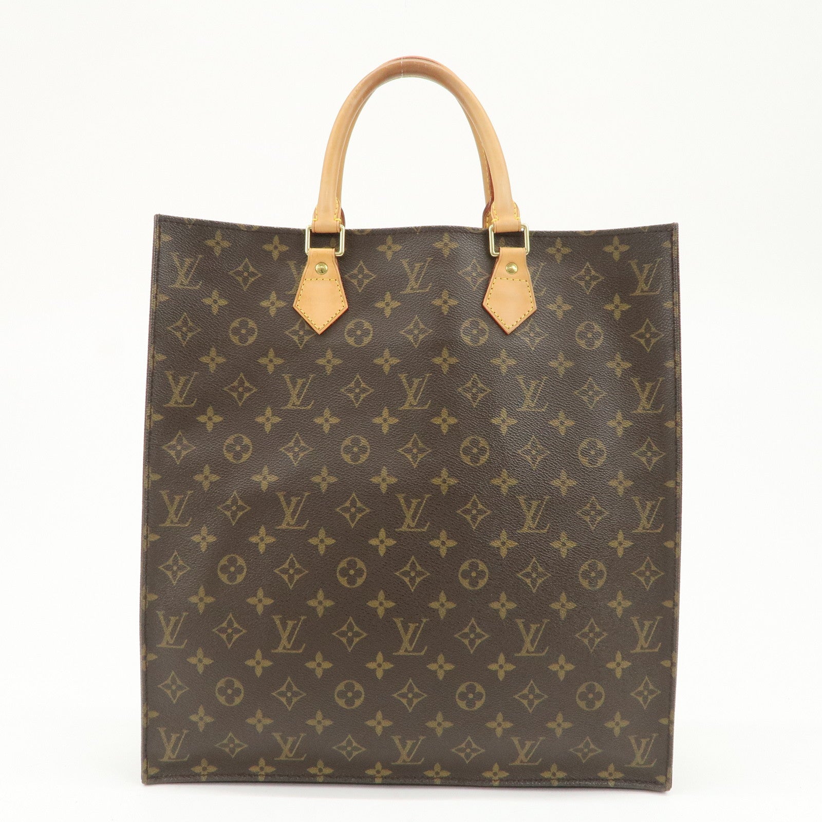 Louis Vuitton Monogram Sac Plat Tote Bag Hand Bag Brown M51140