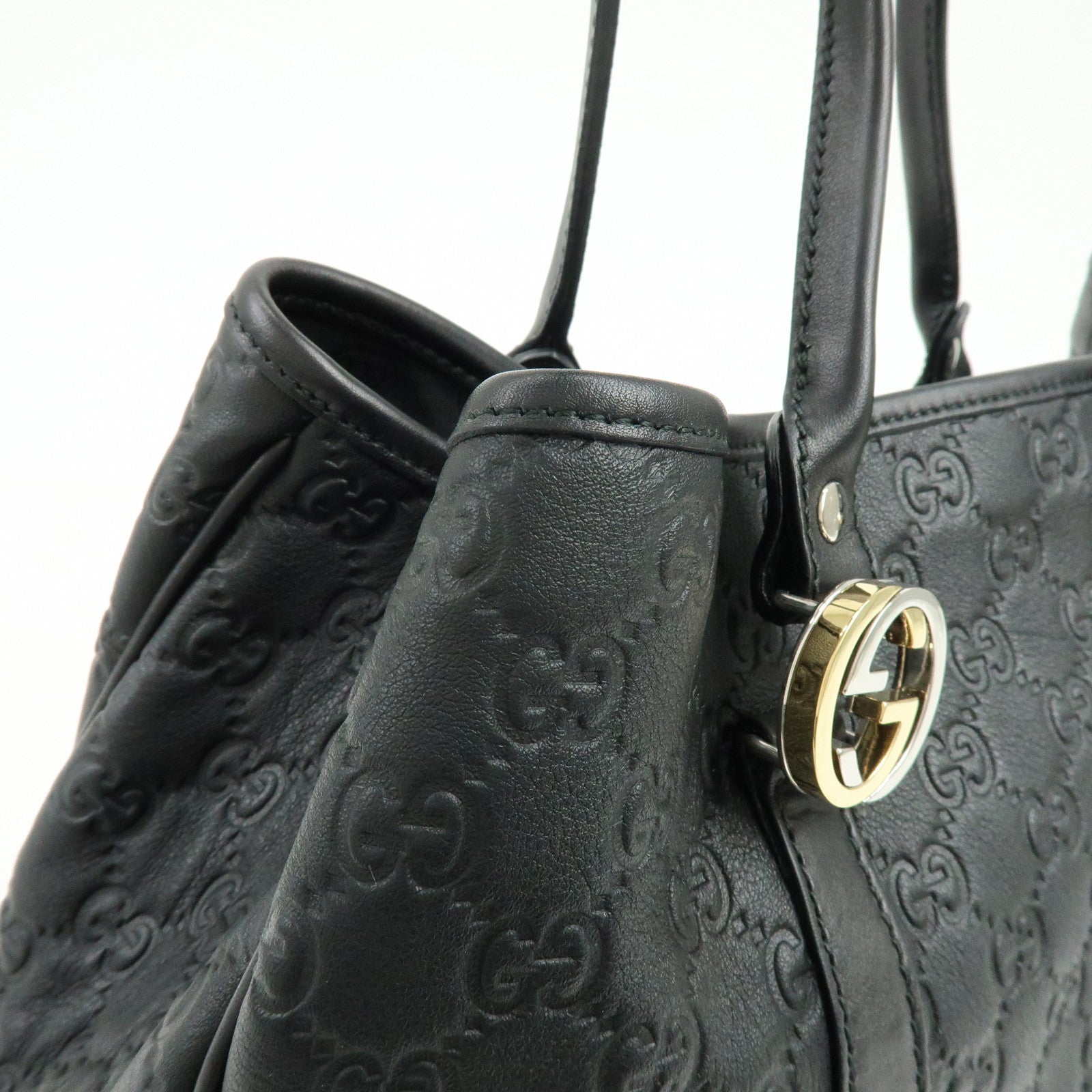 GUCCI Logo Guccissima Leather Tote Bag Shoulder Bag Black 232957