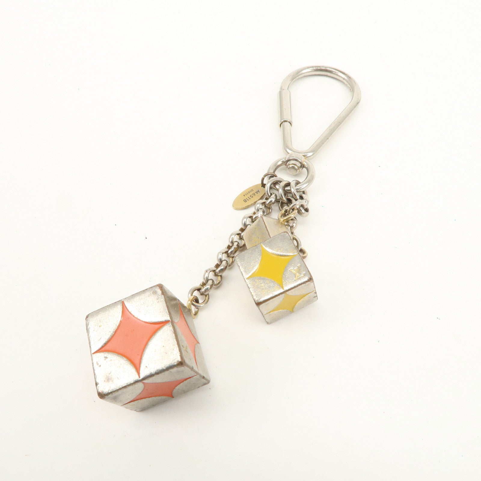 Louis Vuitton Metal Cube Bag Charm Key Charm Silver M65118