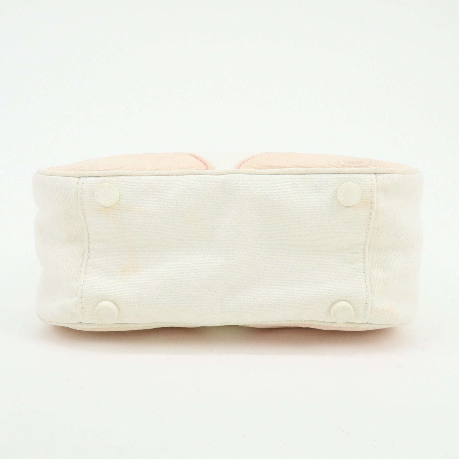 CHANEL Marshmallow Canvas Hand Bag Tote Bag White Pink