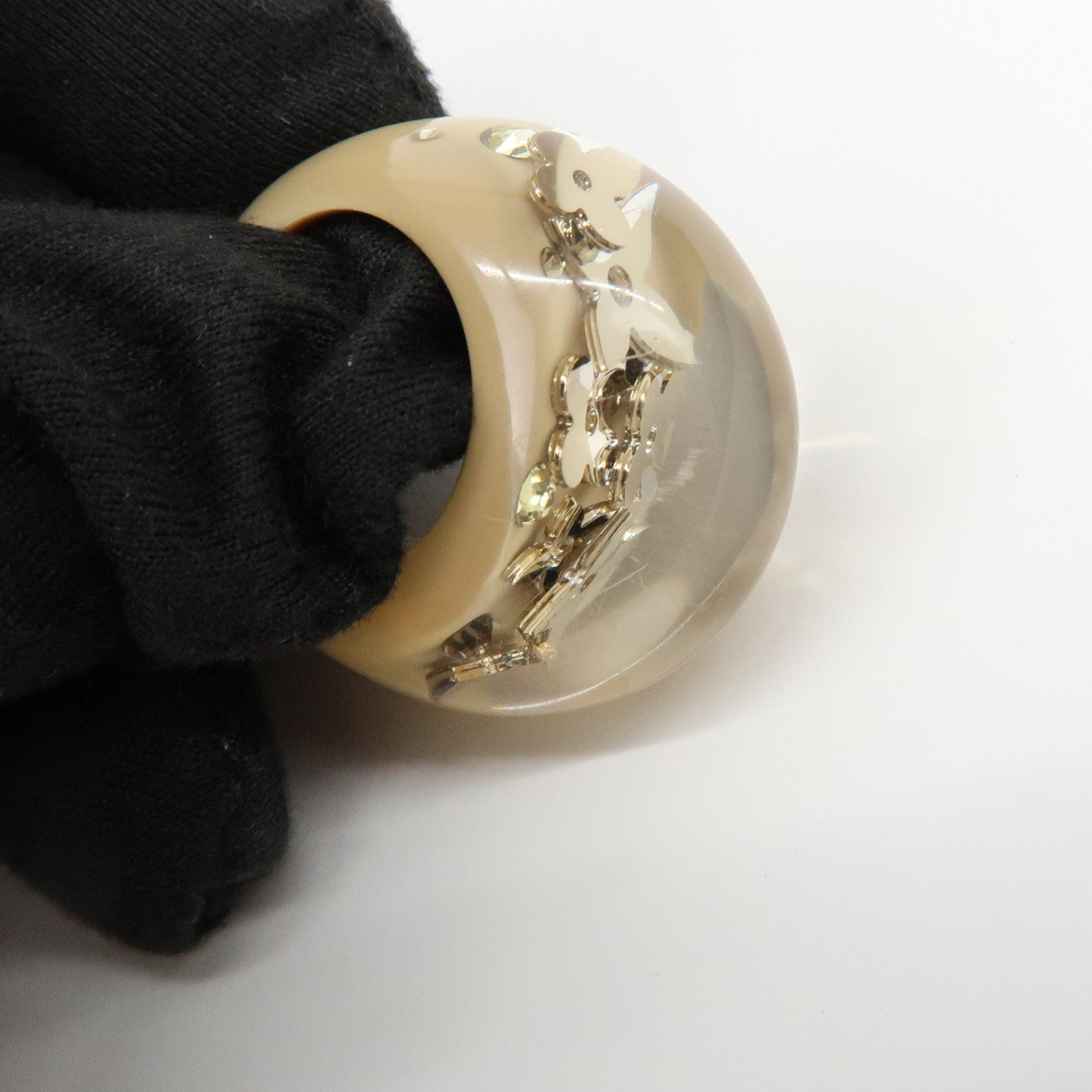 Louis Vuitton Burg Inclusion Resin Ring Beige Gold US6.5 M65311