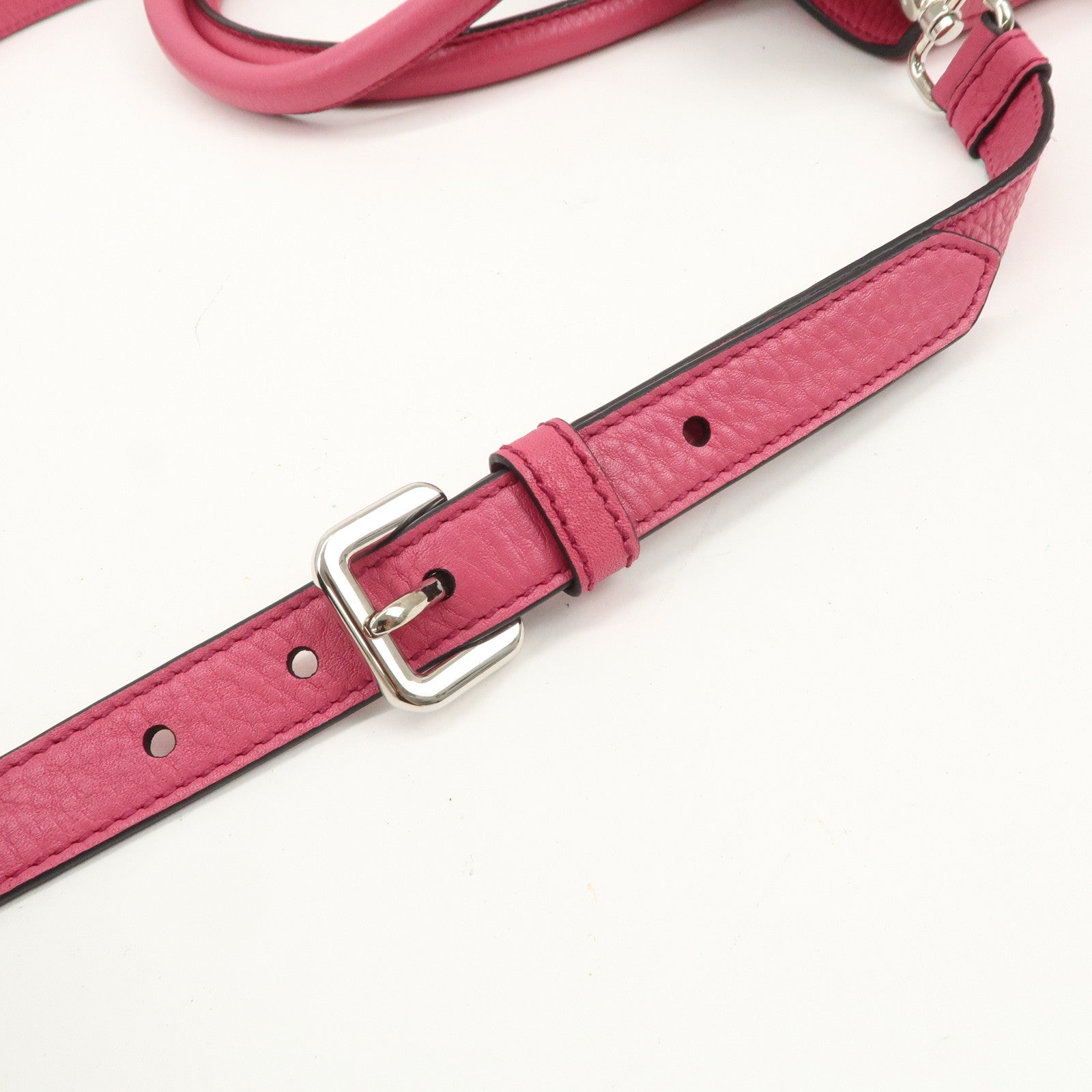PRADA Triange Logo Leather 2Way Hand Bag Shouldr Bag Pink BN2853
