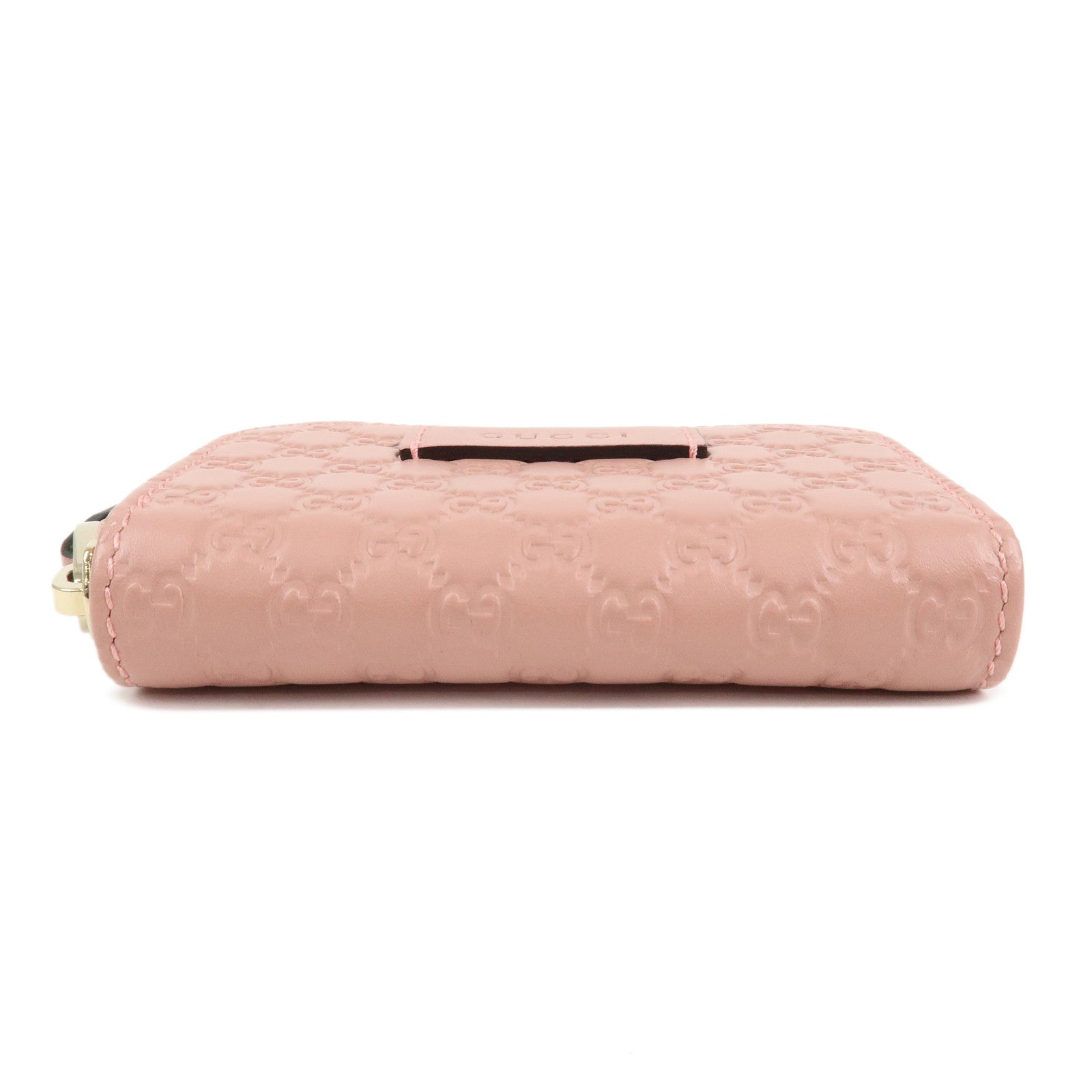 GUCCI Micro Guccissima Leather Coin Case Coin Purse Pink 449896