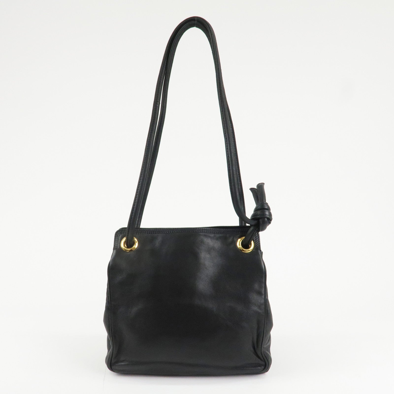 LOEWE Anagram Leather Shoulder Bag Black Gold Hardware Used