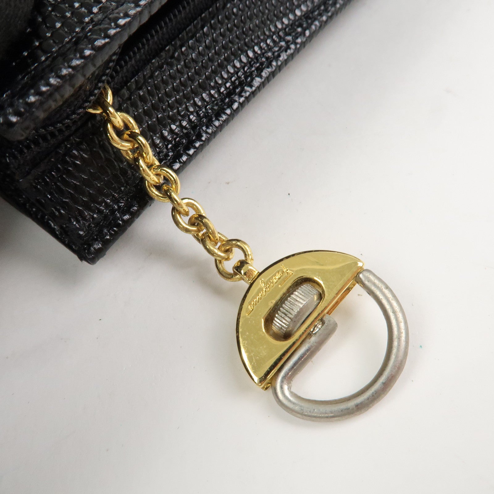 Ferragamo Set Of 2 Leather Nylon Pouch Black Purple Gold