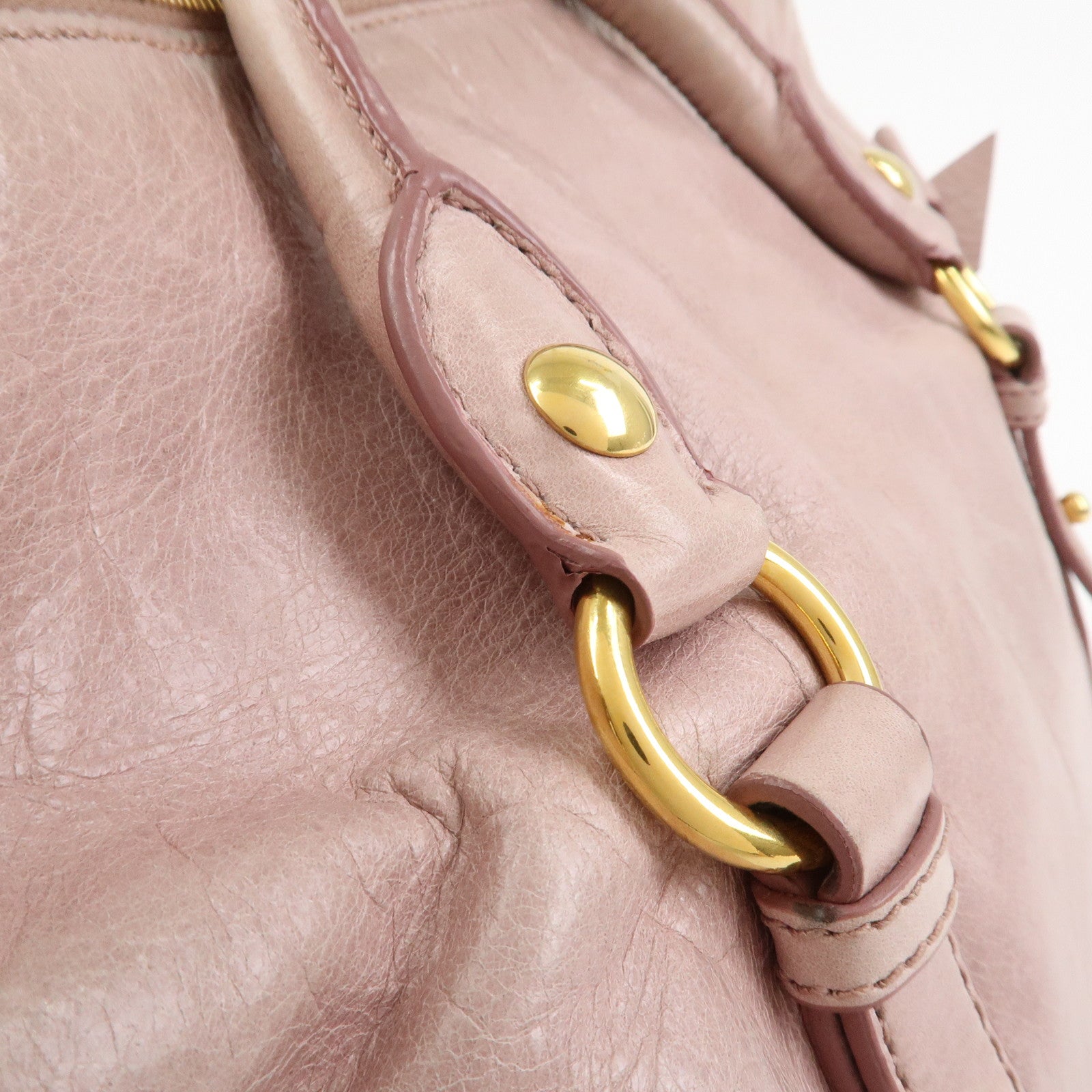 MIU MIU Side Ribbon Leather 2Way Shoulder Bag Hand Bag Pink RT0438