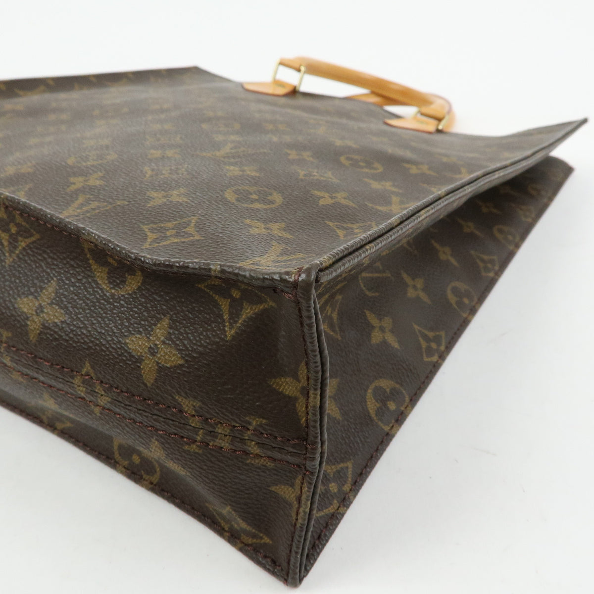 Louis Vuitton Monogram Sac Plat Tote Bag Hand Bag Brown M51140