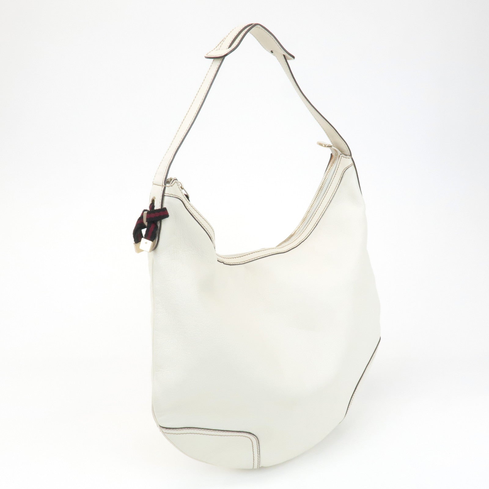 GUCCI Sherry Princy Leather Shoulder Bag White 162882 Used