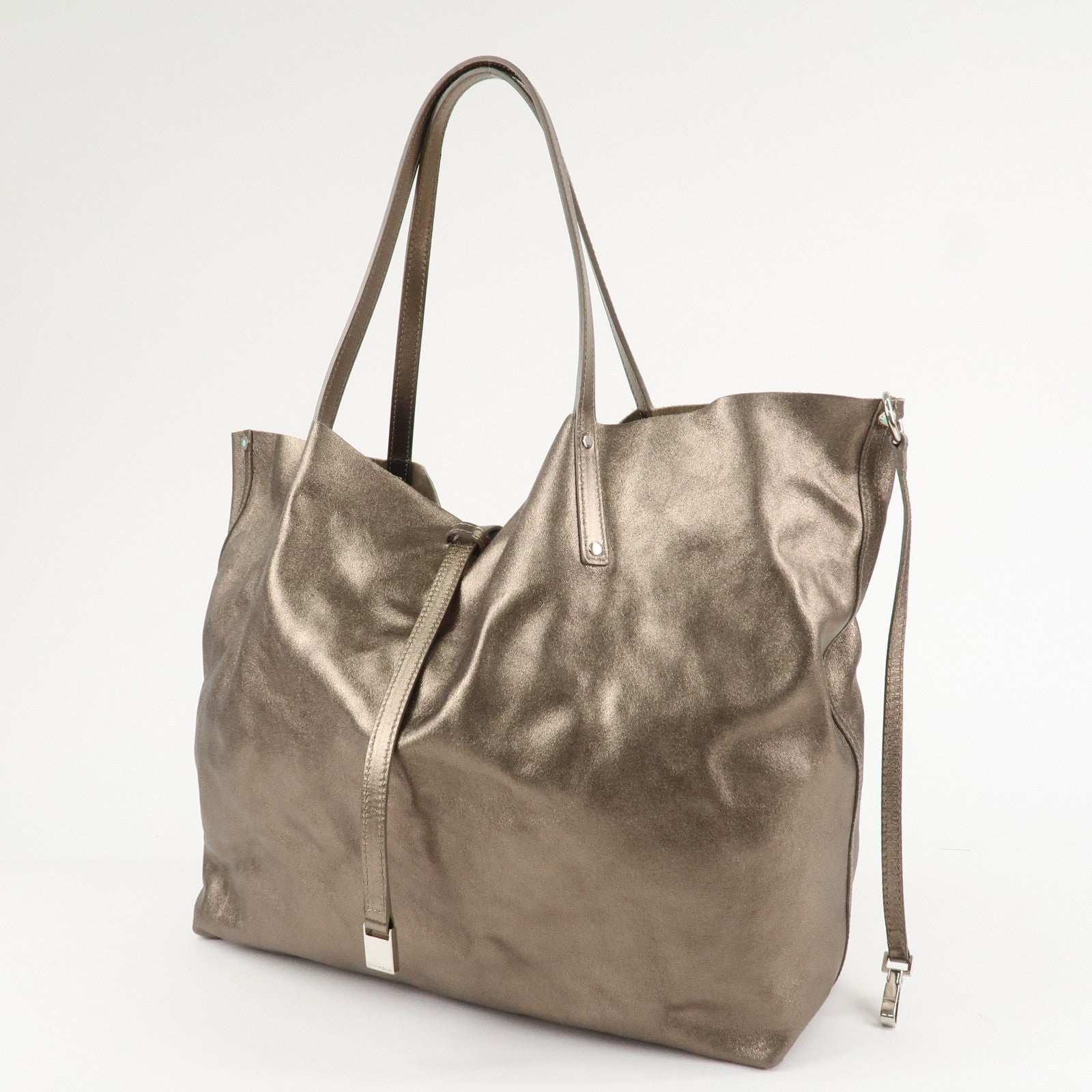 Tiffany&Co. Leather Reversible Tote Bag Gold Used