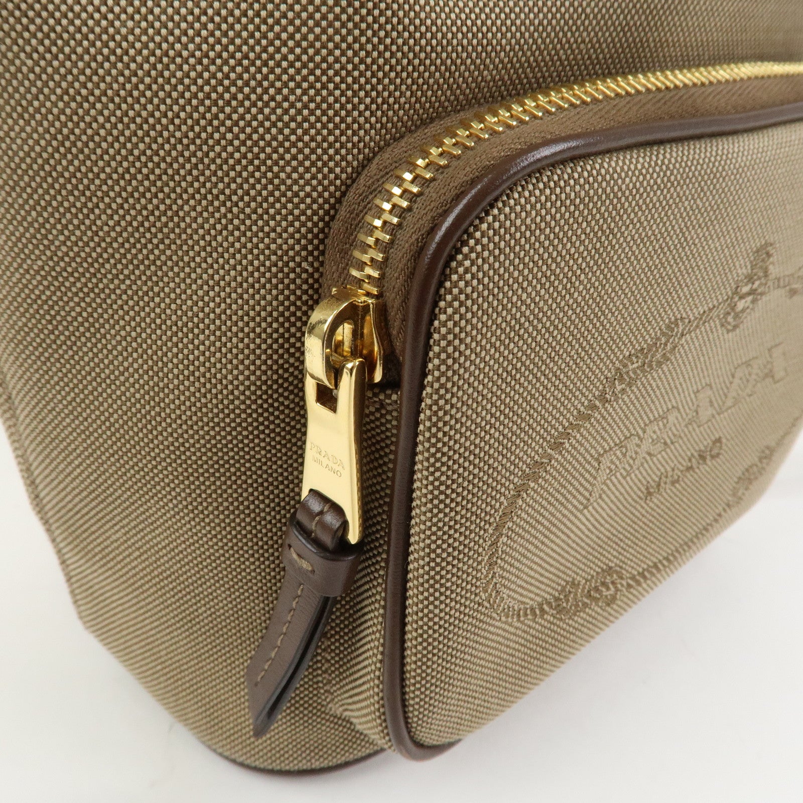 PRADA Jacquard Leather 2Way Bag Drawstring Hand Shoulder Bag 1BH038