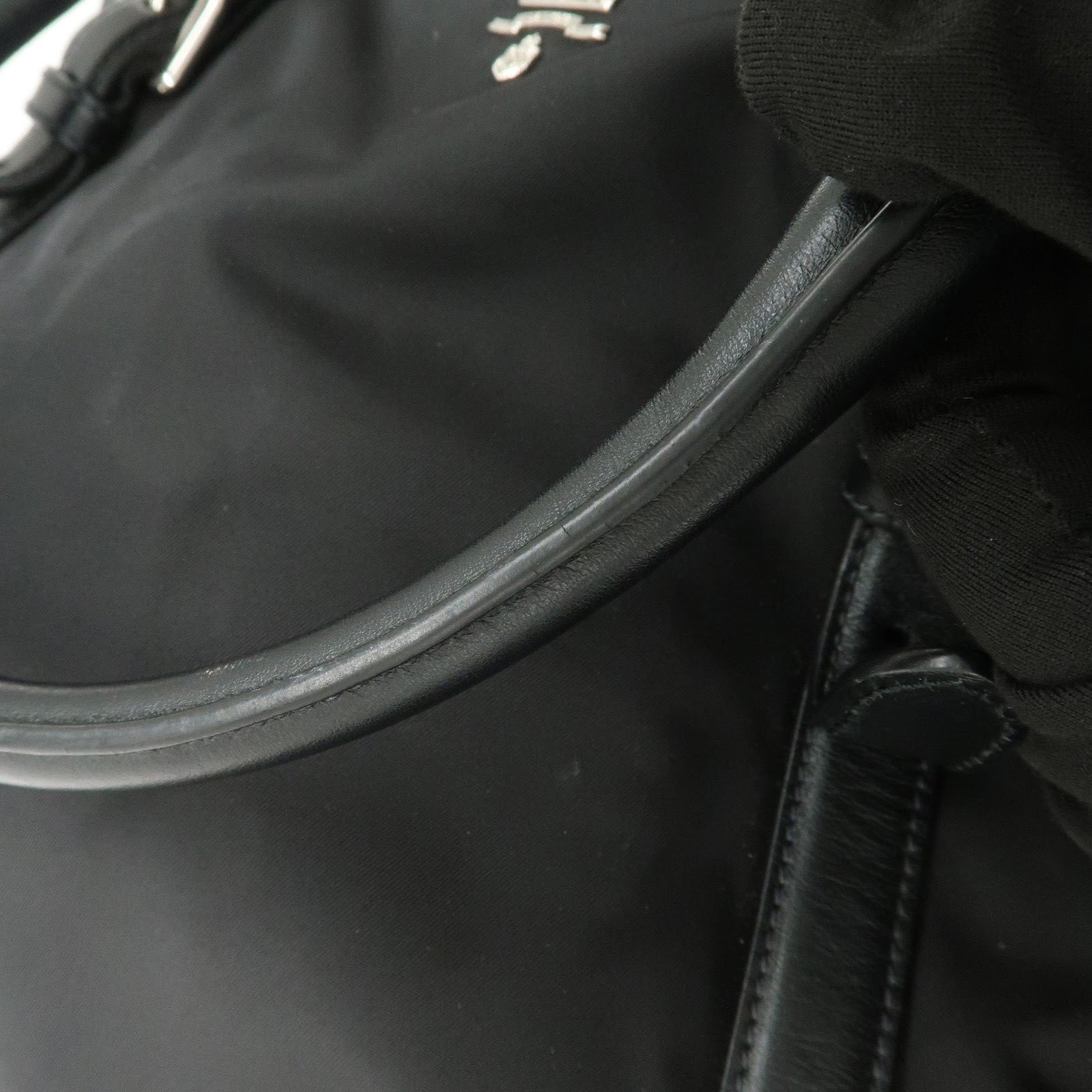 PRADA Nylon Leather 2Way Bag Hand Bag Shoulder Bag Black 1BB912