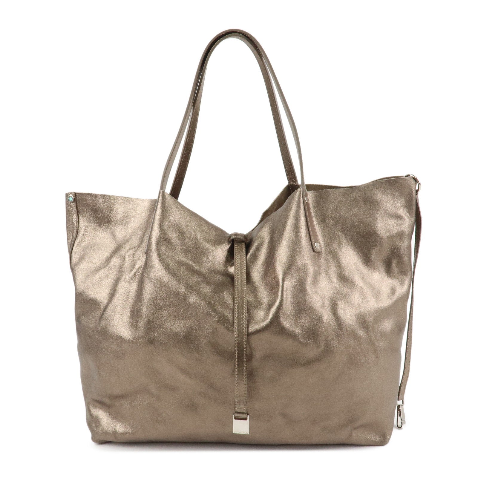 Tiffany&Co. Leather Reversible Tote Bag Gold Used