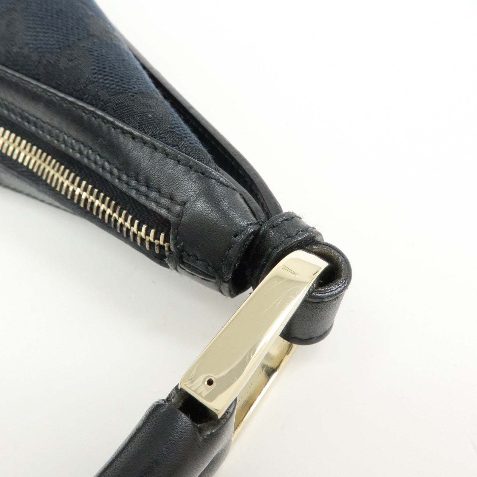 GUCCI GG Canvas Leather Shoulder Bag Hand Bag Black 001.4287