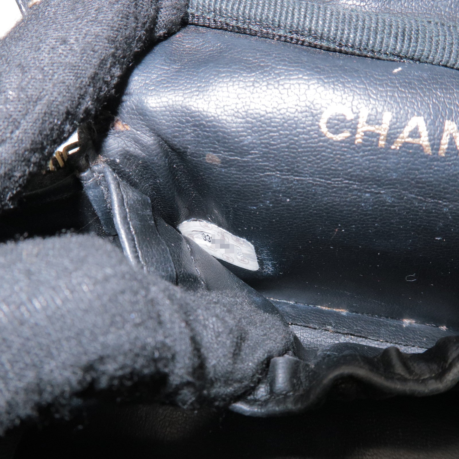 CHANEL COCO Mark Caviar Leather Vanity Bag Hand Bag Black A01997