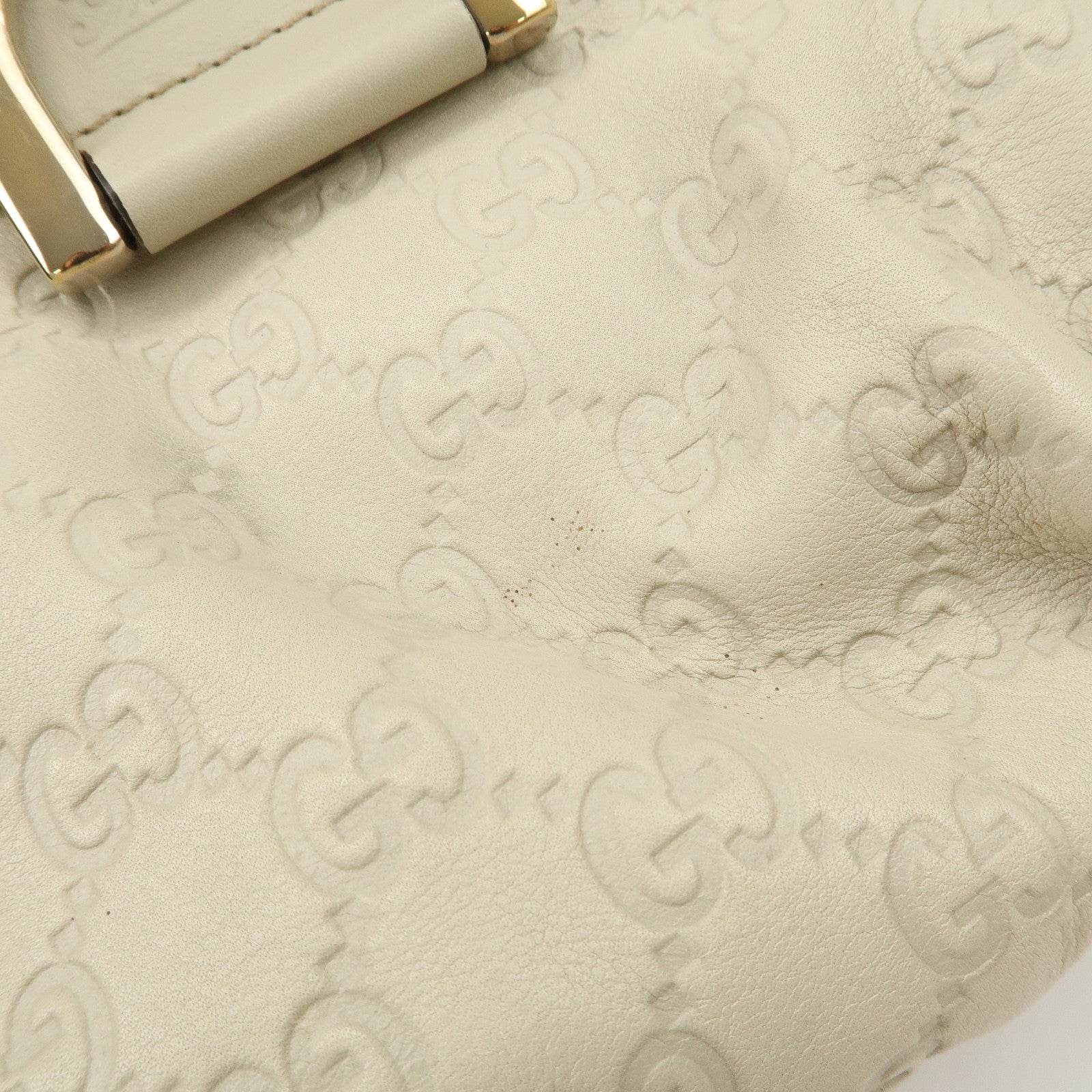 GUCCI Abbey Guccissima Leather Shoulder Bag Hand Bag Ivory 190525 Used