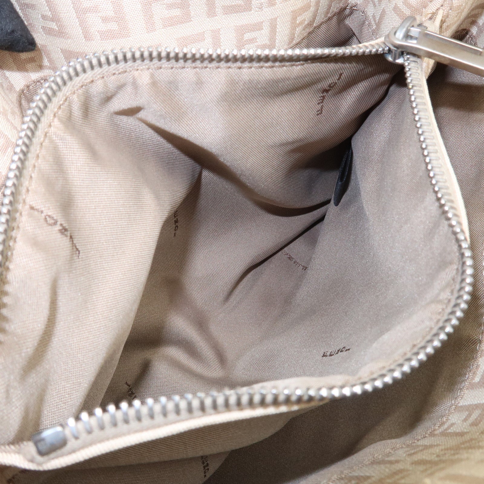 FENDI Zucchino Canvas Leather Tote Bag Hand Bag Beige 8BH072