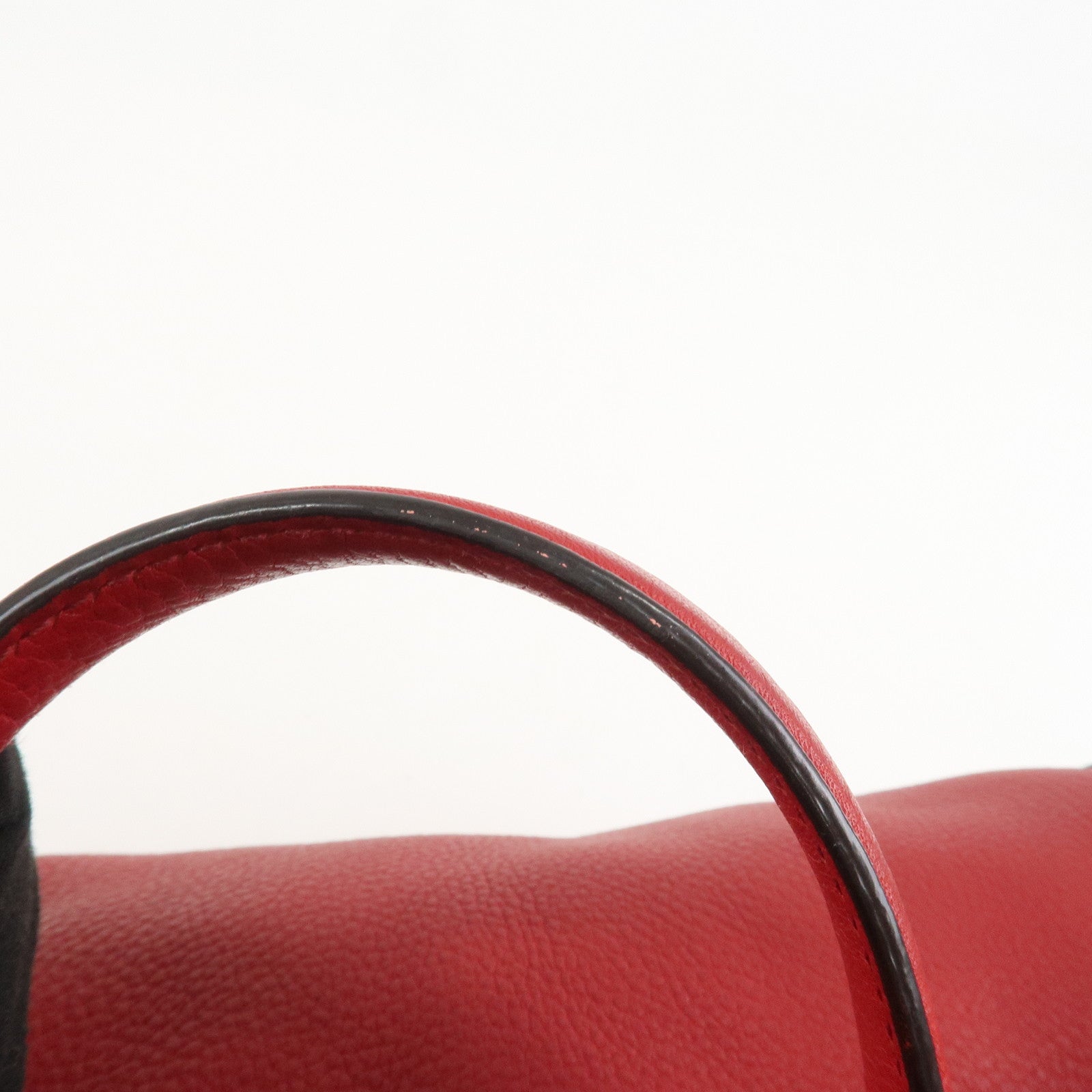 GUCCI SOHO Interlocking G Leather Boston Bag Hand Bag Red 282302