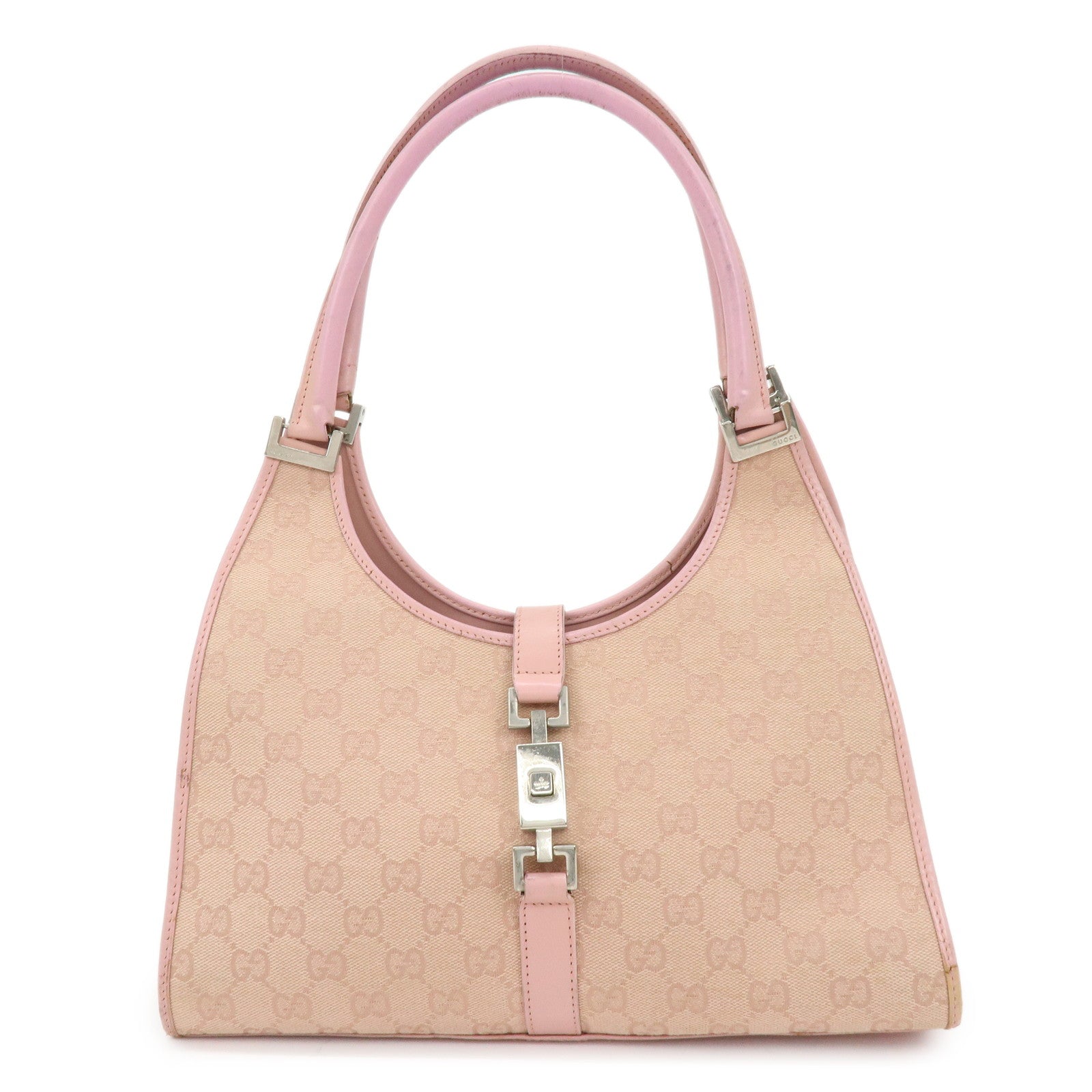 GUCCI Jackie GG Canvas Leather Shoulder Bag Pink 002・1067