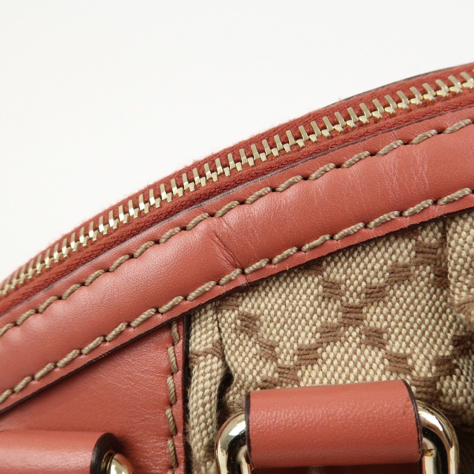 GUCCI Diamante Interlocking G Canvas Leather 2WAY Hand Bag 223974