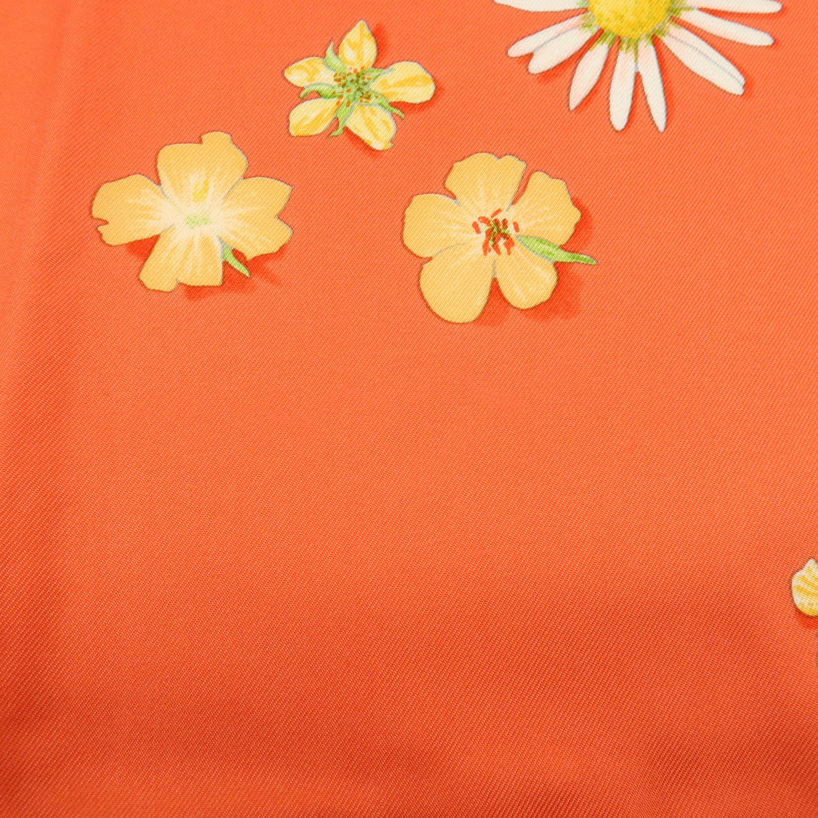 HERMES Carre 90 Silk 100% FLOWER POWER Scarf Orange