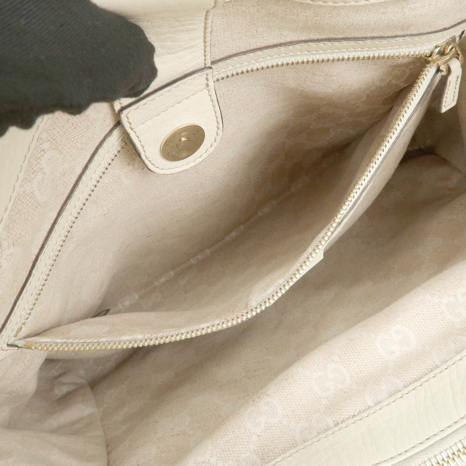 GUCCI Bamboo Leather 2Way Bag Hand Bag Shoulder Bag Ivory 282317