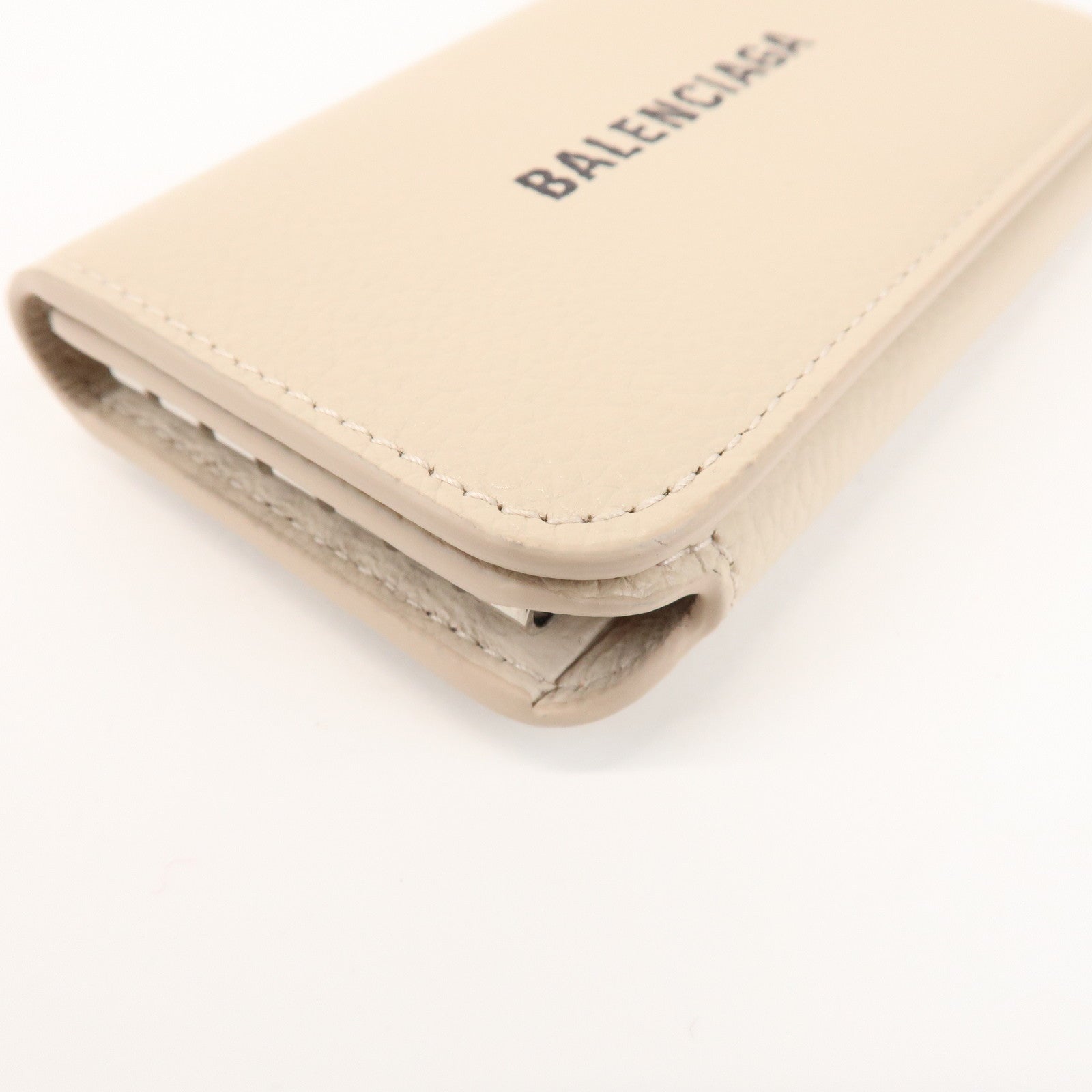 BALENCIAGA CASH Leather 6 Rings Key Case Key Holder Beige