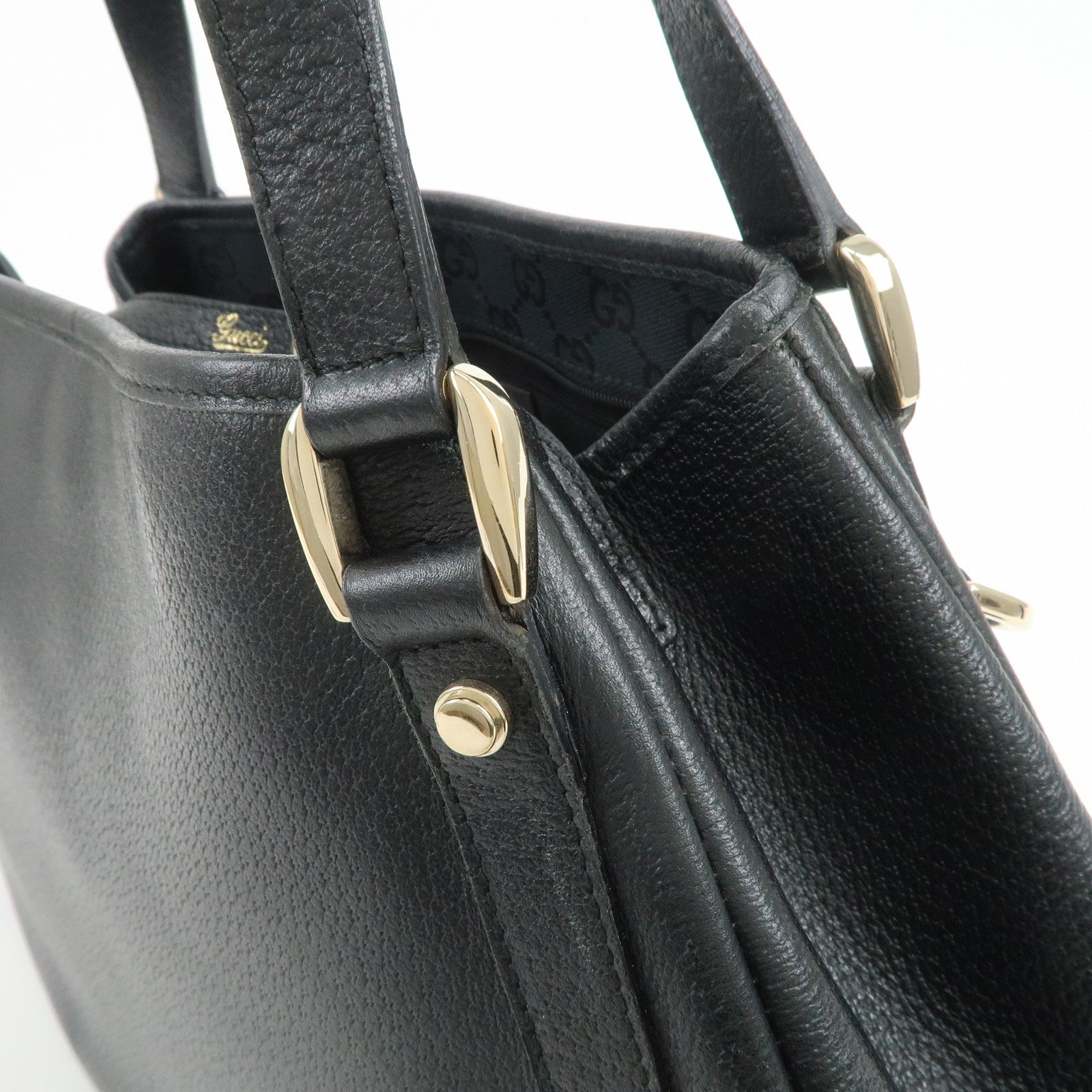 GUCCI Abbey Leather Tote Bag Hand Bag Black 130736