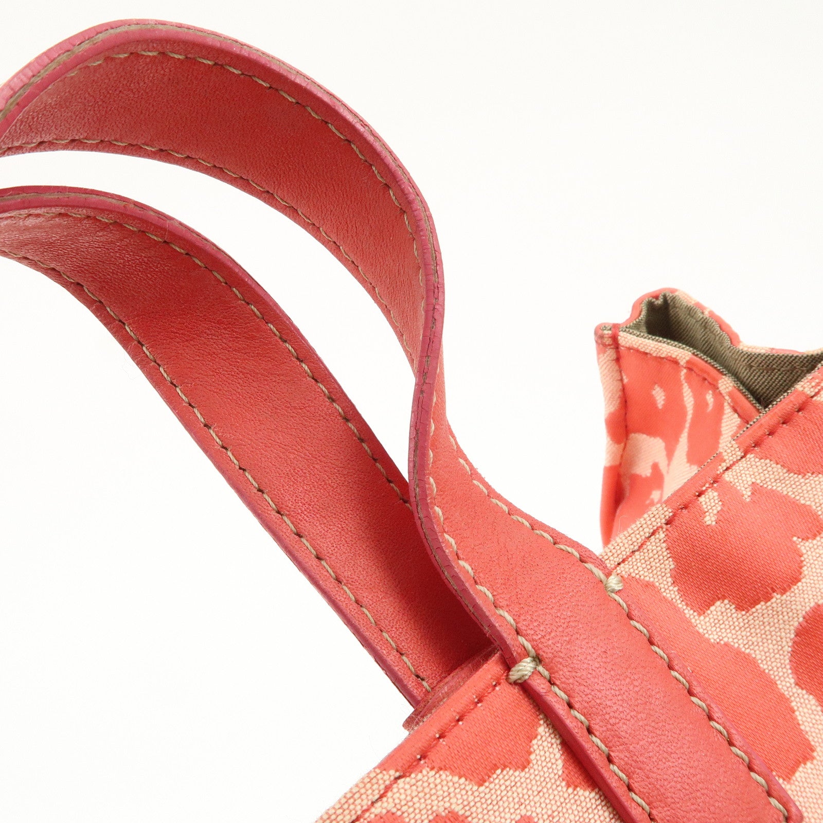 FENDI Canvas Leather Leopard Tote Bag Hand Bag Pink 8BH173