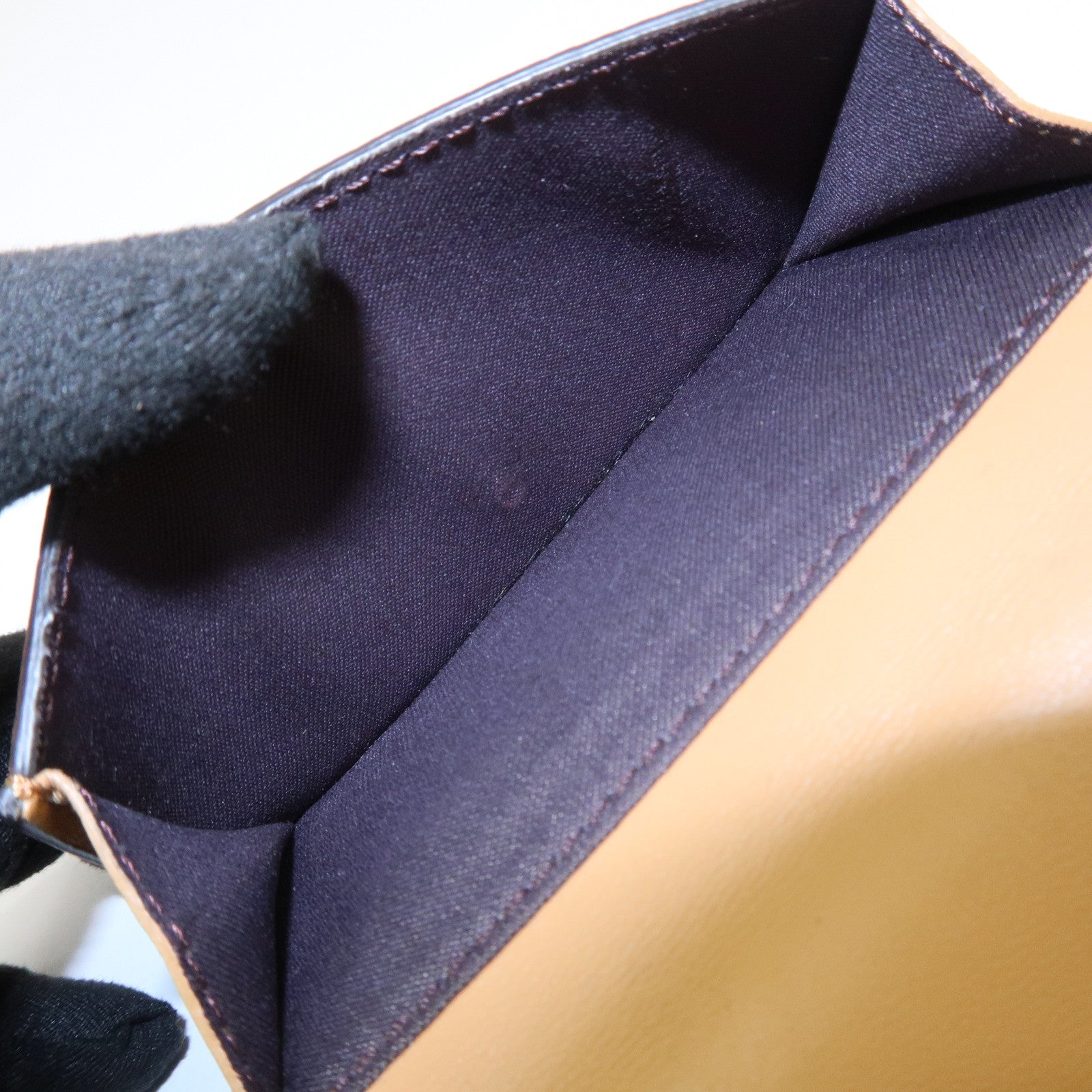 FENDI Zucca Baguette Leather Card Case Light Brown