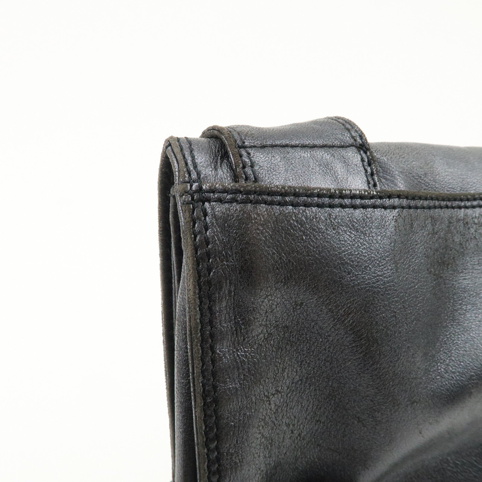 CHANEL Leather Shoulder Bag Crossbody Bag Metallic Blue