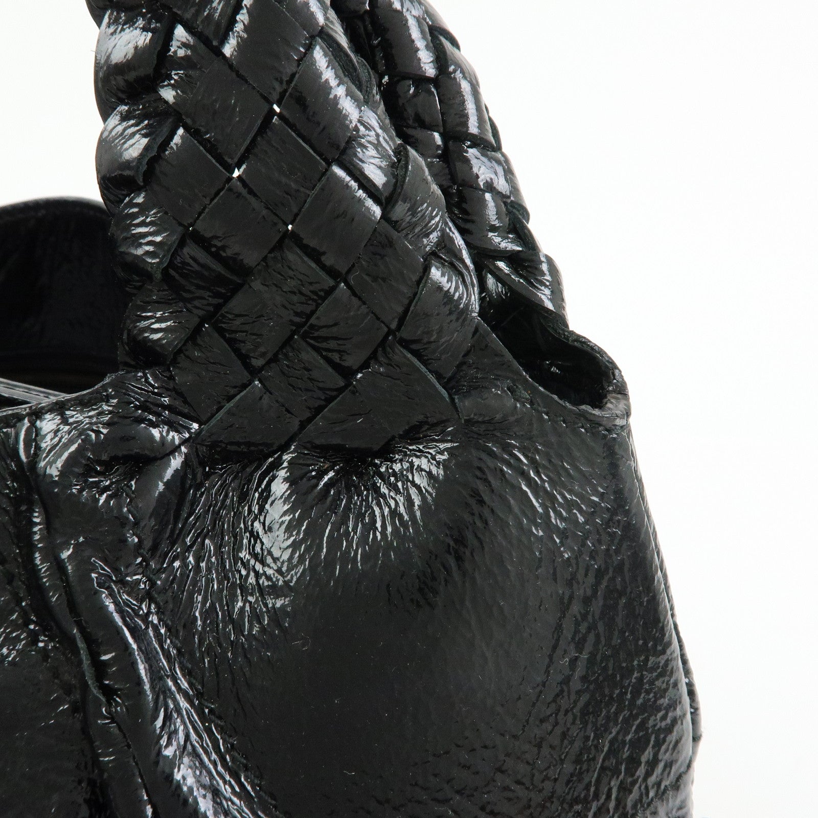 Ferragamo Gancini Patent Leather Hand Bag Shoulder Bag Black