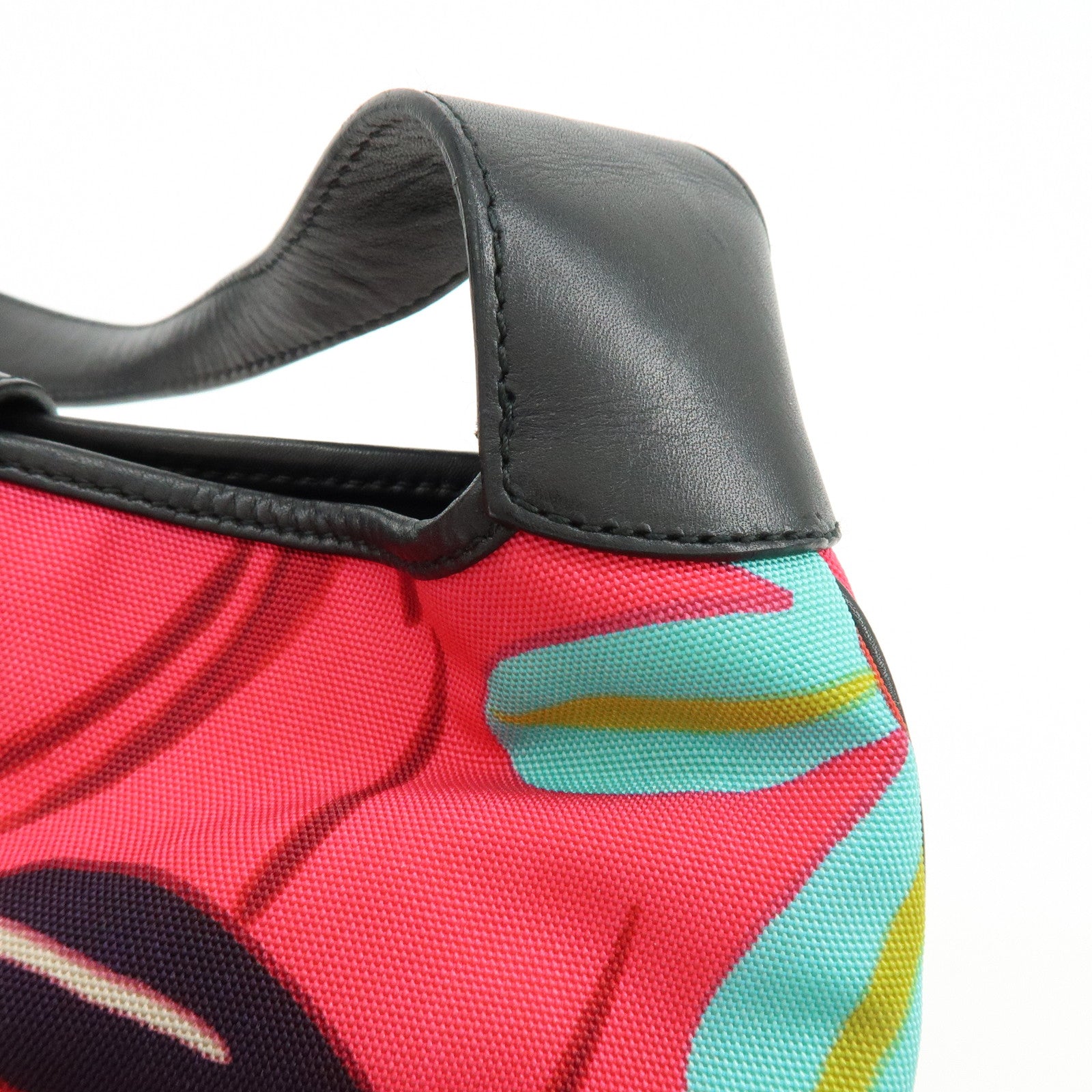 GUCCI Jackie Nylon Leather Shoulder Hand Bag Pink Black 001.9735