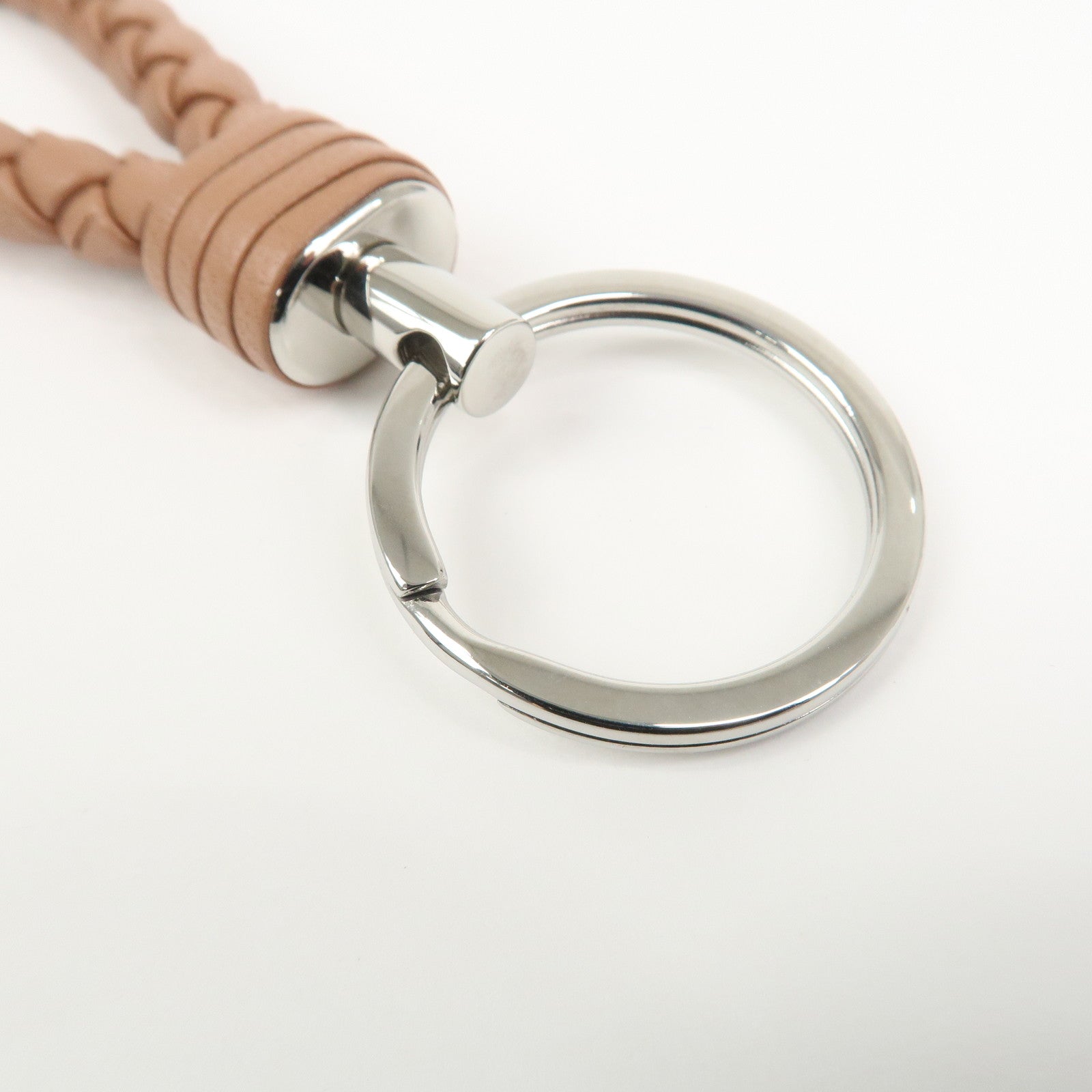 BOTTEGA VENETA Intrecciato Leather Key Holder Bag Charm Brown
