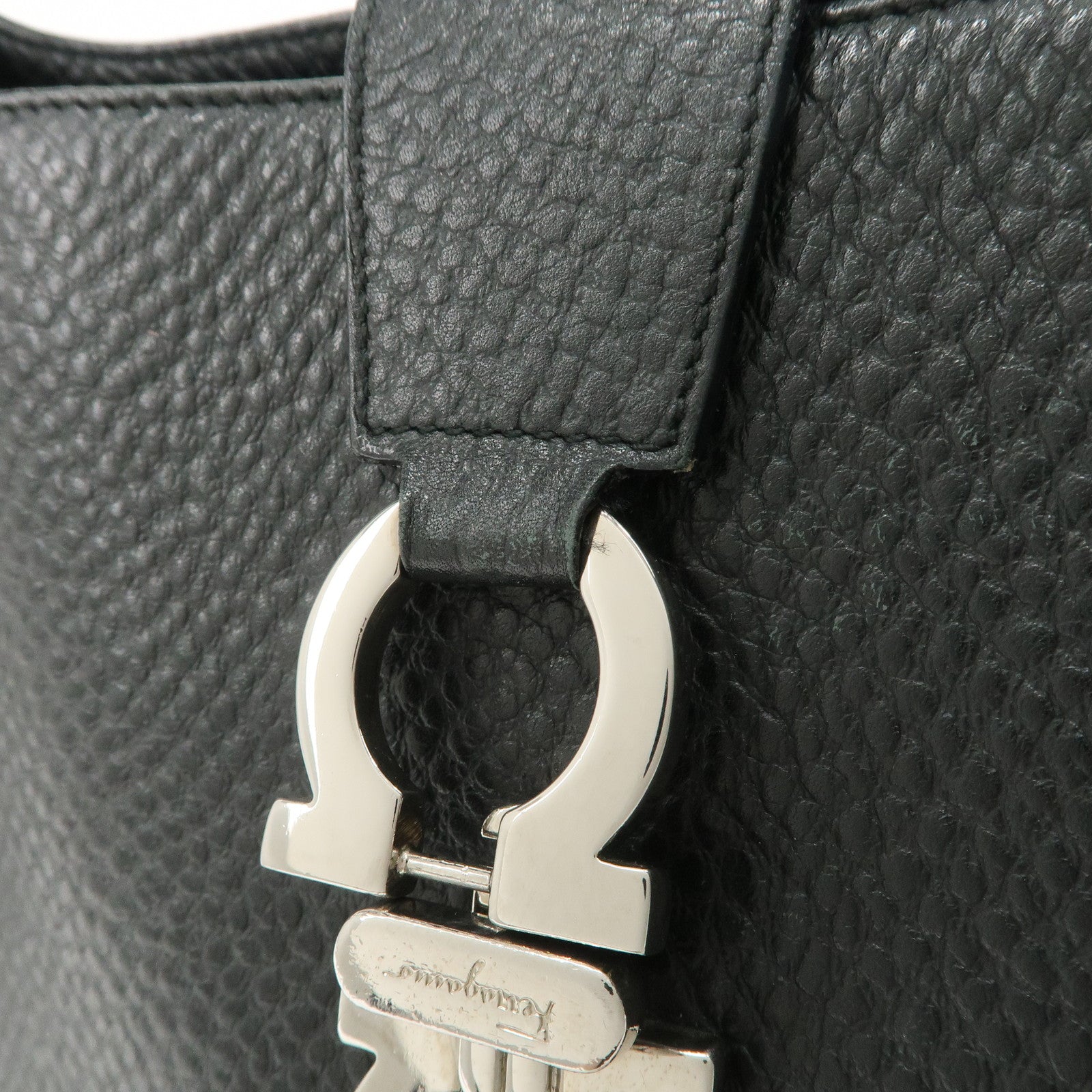 Ferragamo Gancini Shoulder Bag Hand Bag Black