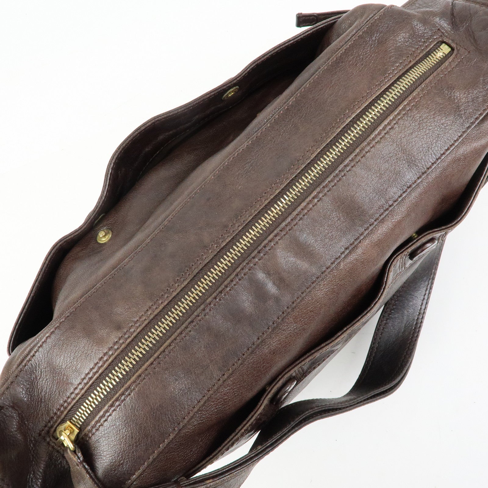 CELINE Side Ribbon Leather Shoulder Bag Hand Bag Brown