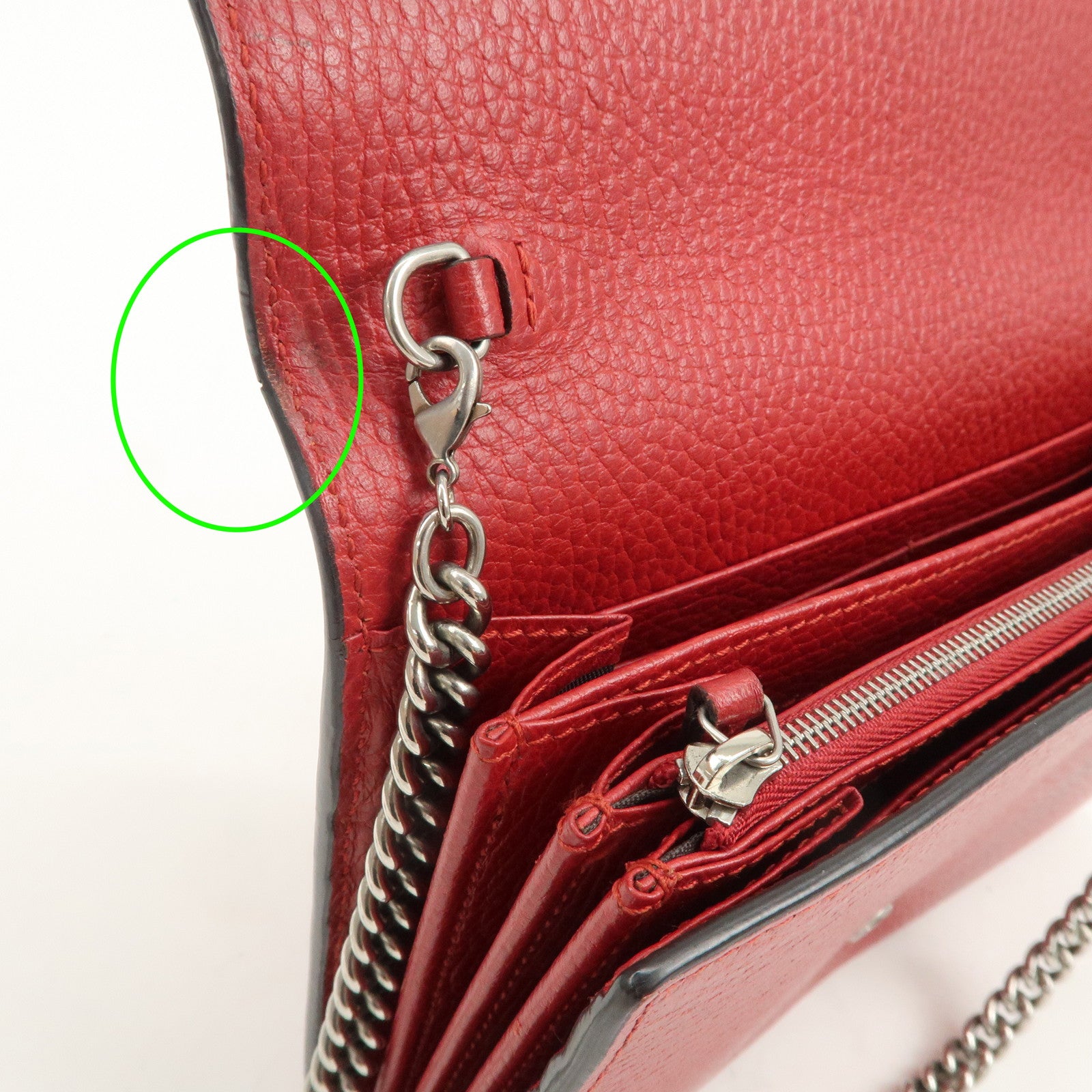 GUCCI Dionysus Leather Chain Shoulder Bag Red 401231